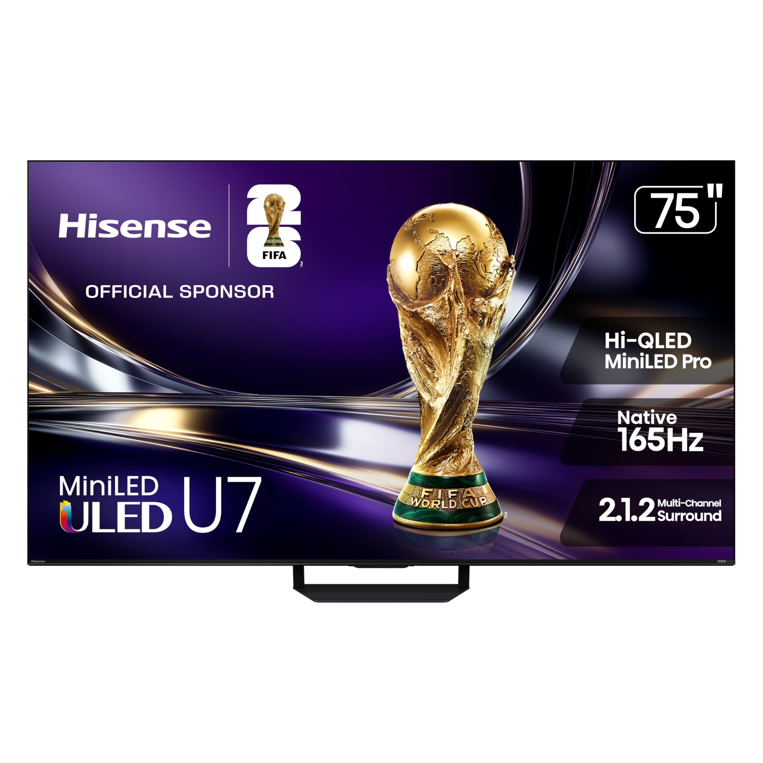 Hisense 75" U7 Mini-LED ULED 4K UHD Best Premium Gaming Smart Google TV (75U7SG, 2026 NEW) - Hi-QLED, Native 165Hz, VRR 330, HDR10+, Dolby Vision IQ·Atmos, IMAX Enhanced, Anti-Reflection, 2.1.2 Ch