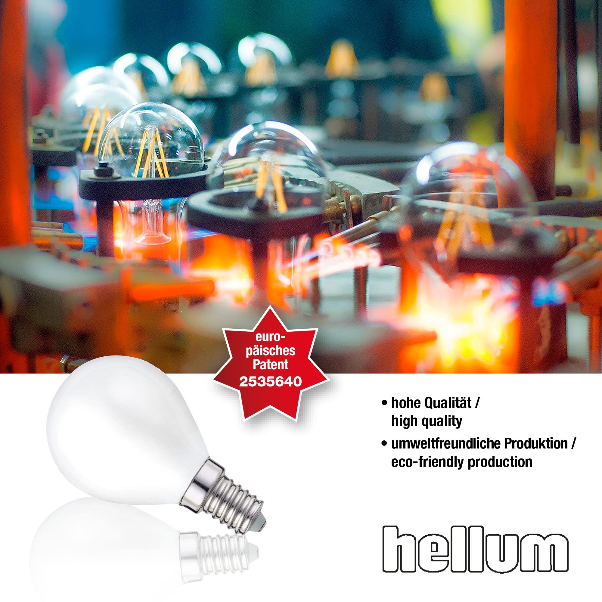hellum 208214 - Bombilla LED (casquillo E14, G45, 4,5 W, repuesto para bombilla de 40 W, E14, luz blanca cálida, 2700 K, 470 lúmenes, filamento mate, 10 unidades)