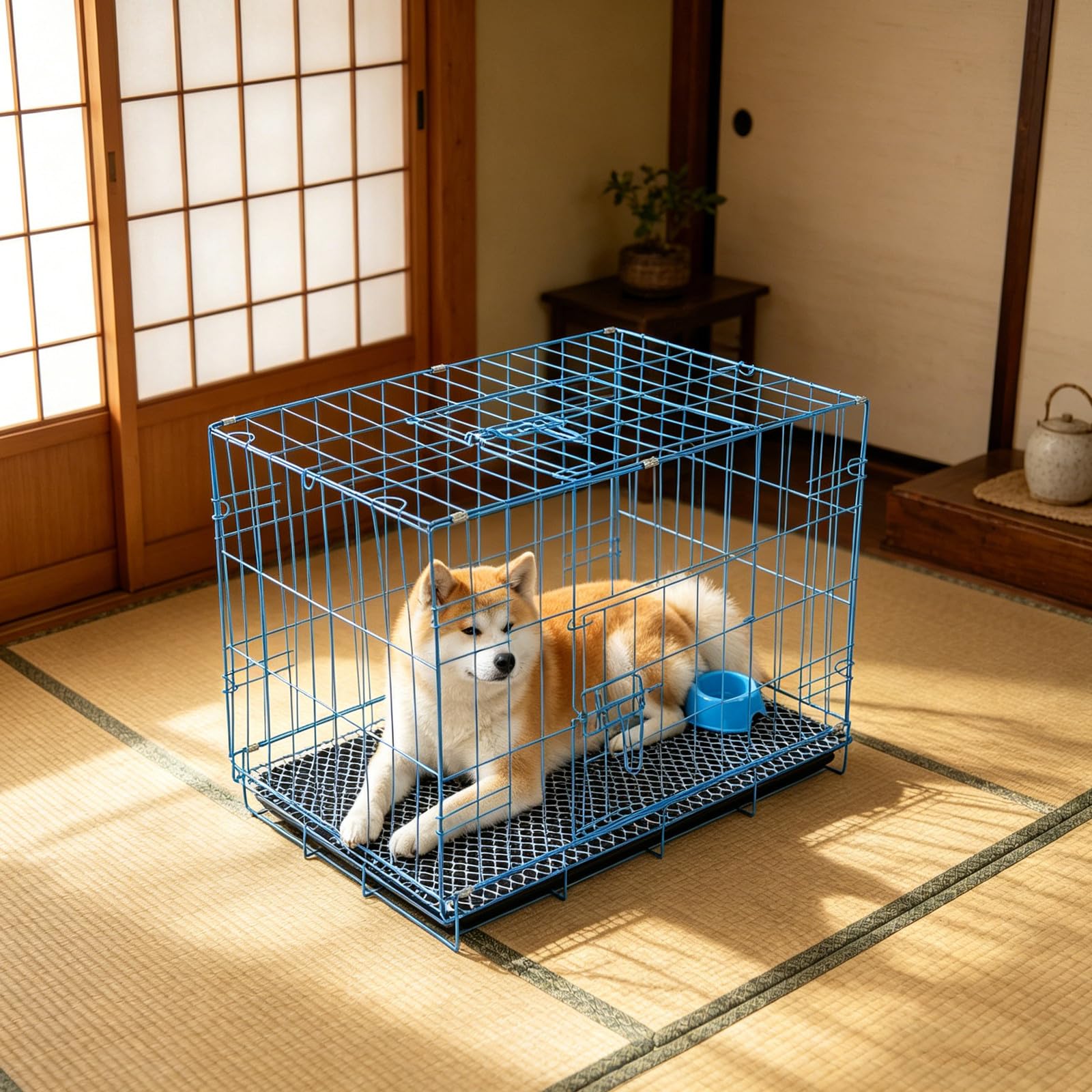 Gabbia per cani: gabbia portatile pieghevole per cani, ideale per viaggi e uso domestico - Cuccia per cuccioli con vassoio di base, tappetino e ciotola per il cibo - 19,5 x 15,9 x 14