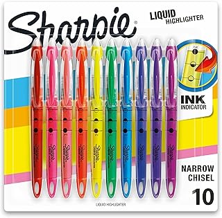 Sharpie Liquid Highlighters, Chisel Tip, Assorted Colors, 10 Count - Jou...