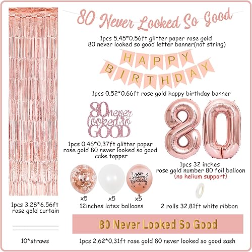 Miniatura 6 de 80th Birthday Decor for Women Happy 80 th Birthday Banner 80 Never Looked So Good Anniversary Birthday Supplies Rose Gold Never Looked So Good