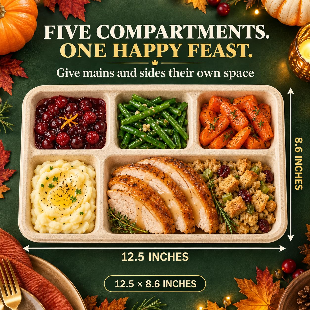Tinybee Compostable Plates - 5 Compartment -5