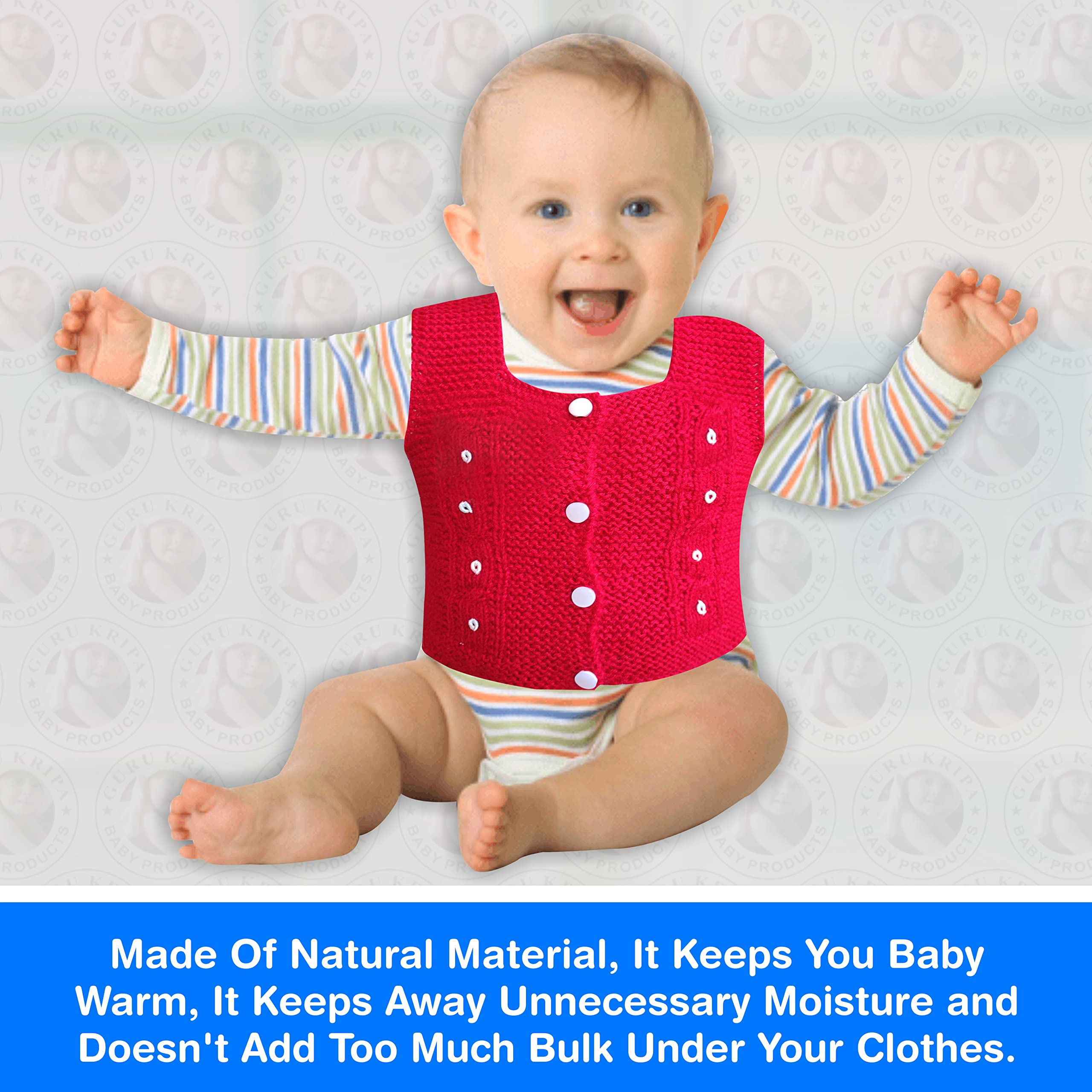 GURU KRIPA BABY PRODUCTS Newborn Baby Boys and Girls Woolen Knitted Square Neck Sweater Multi Colors Pack of 3 Pink