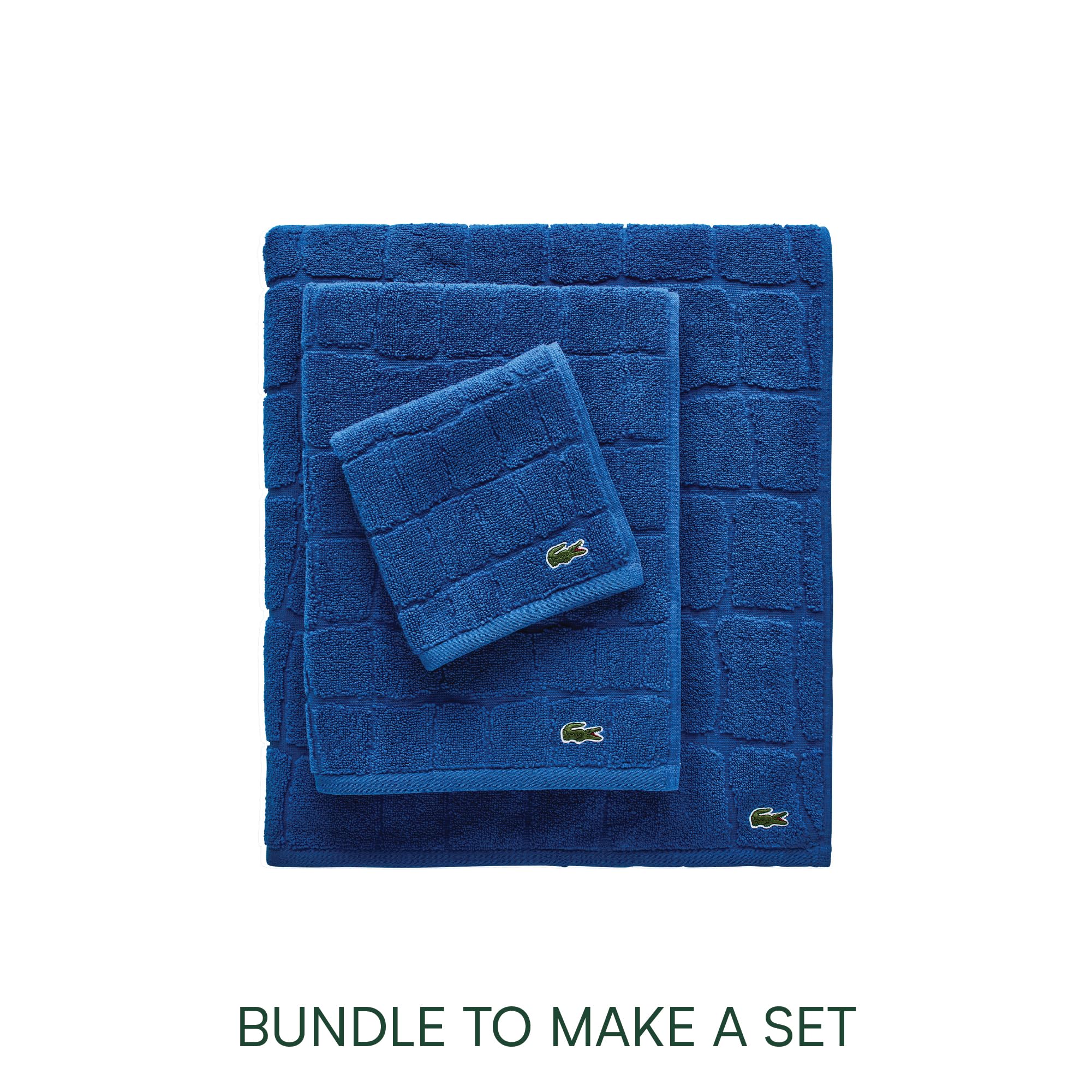 Lacoste Croc Scale 100% Cotton Towels – Highly Absorbent & Quick Drying, Premium Super Soft Bath Towel, Bathroom Essential, Gift for All Occasions, Machine Washable, Surf Blue, 13" x 13" Wash Cloth