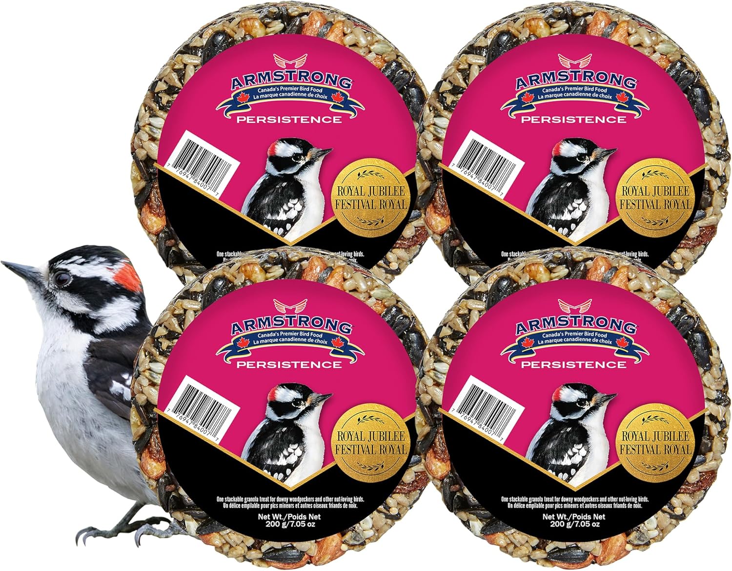 Armstrong Wild Bird Food Variety Flavor Granola Stacks, Pack of 4 - Royal Jubilee Brilliance, Jays Blend, Persistence & Sweet Songs - High-Energy Bird Treats, Ideal for Granola Stack Feeders