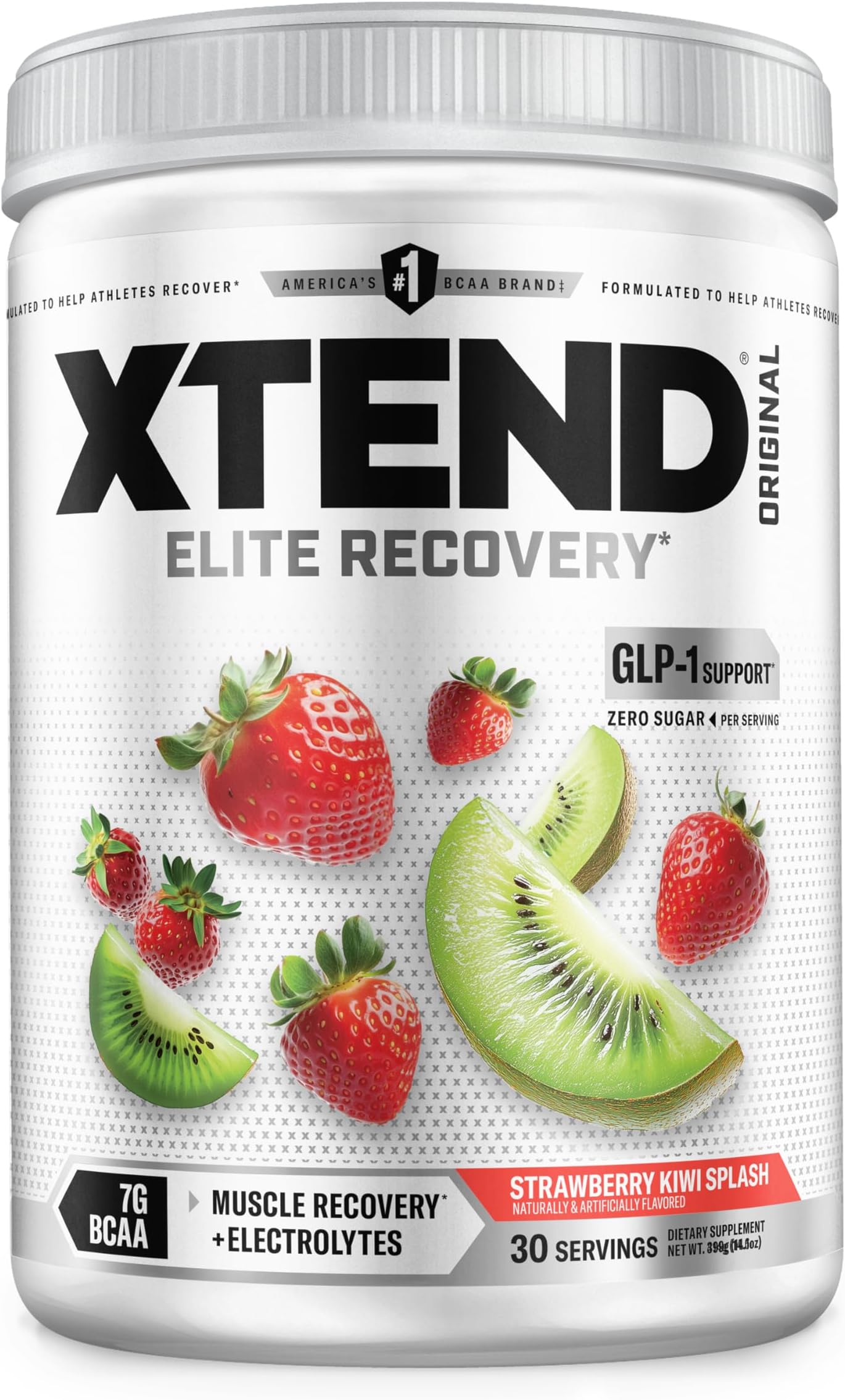XTEND Original BCAA Powder Strawberry Kiwi Splash | ZERO CALORIE, ZERO CARB, ZERO SUGAR - Post Workout Muscle Recovery Drink with Amino Acids - 7g BCAAs for Men & Women | 30 Servings