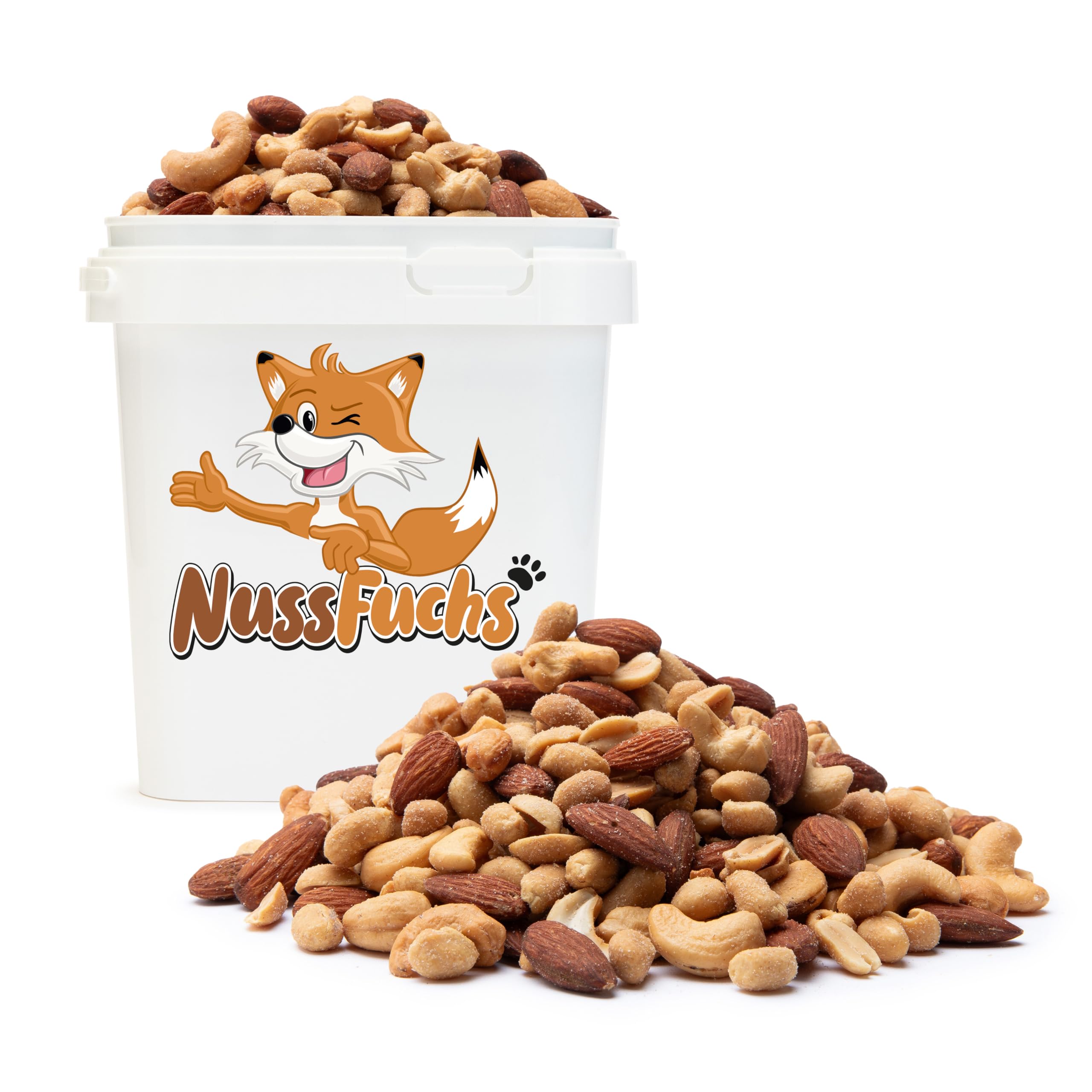 Nussmischung gesalzen - NussTrio - Nuss Mix 1 kg-3 kg Nussmischung mit Cashewkernen, Mandeln & Erdnüssen geröstet gesalzen - herzhafter Snack im Beutel oder Eimer (1,5 kg)