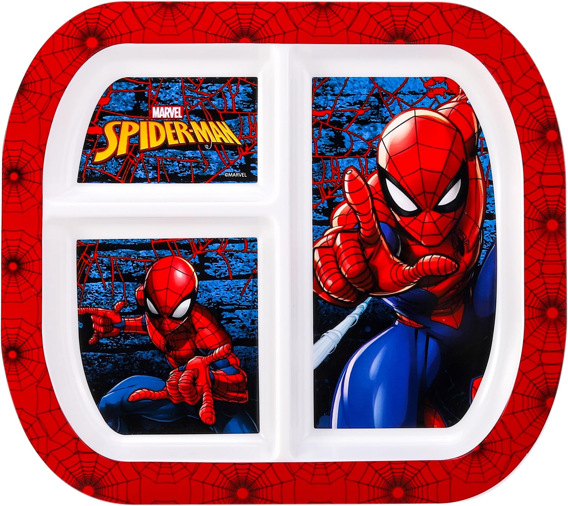Zawadi Global Spiderman 3 Section Reusable Childrens Kids Toddlers Divided Breakfast Lunch Dinner Plate