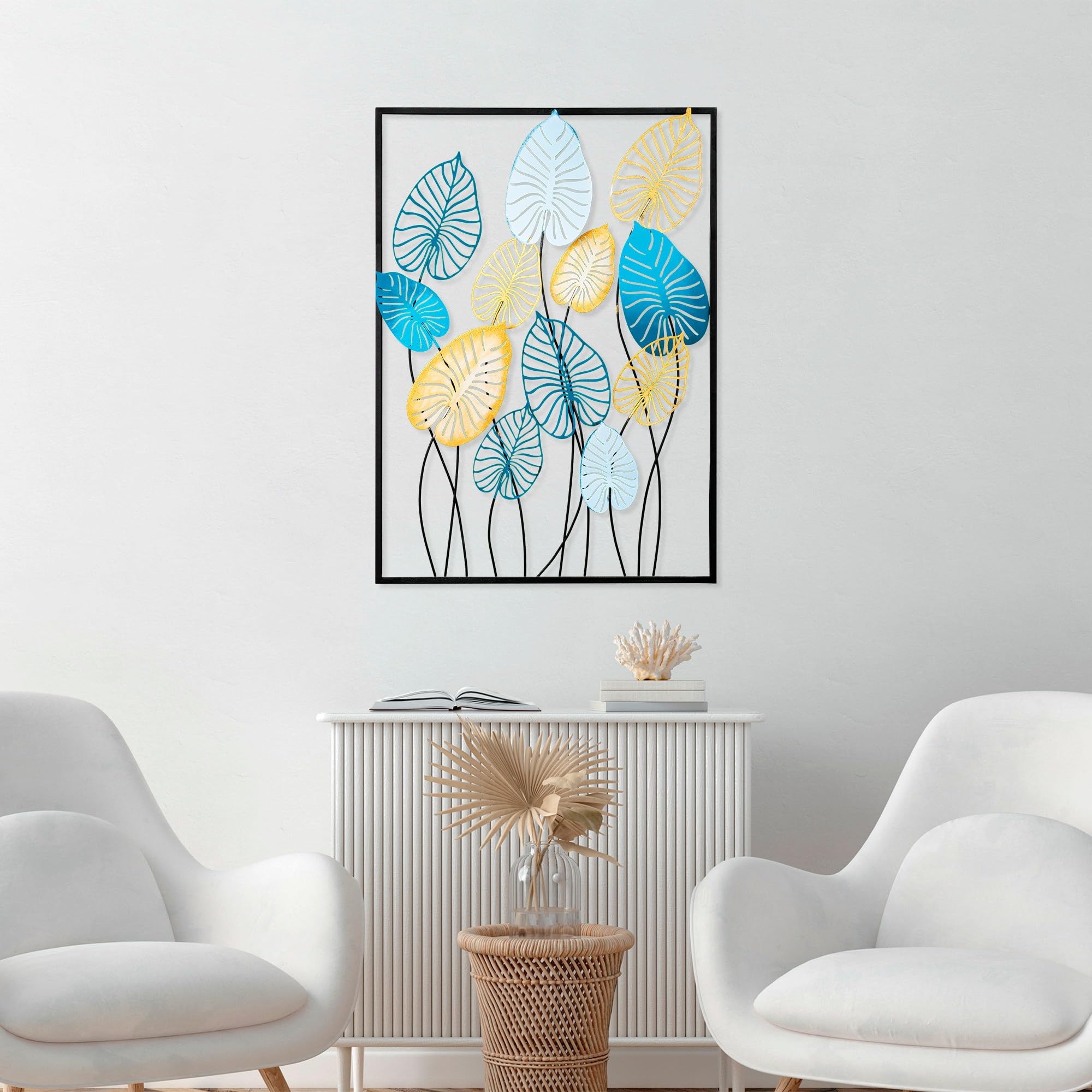 Hanah Home Accessori decorativi da parete in metallo, fatti a mano, 50 x 70 cm, 100% metallo (1,5 mm), design unico dipinto a mano, perfetto per decorazioni per la casa e gli amanti dell'arte