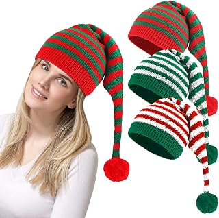 3 PCS Christmas Knitted Santa Hats for Women Kids Girl, Family Funny Beanie Hats Crochet Xmas Party Skull Caps Warm