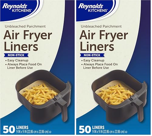 Reynolds Kitchens Air Fryer Liners Disposable, Unbleached Parchment Paper Sheets,