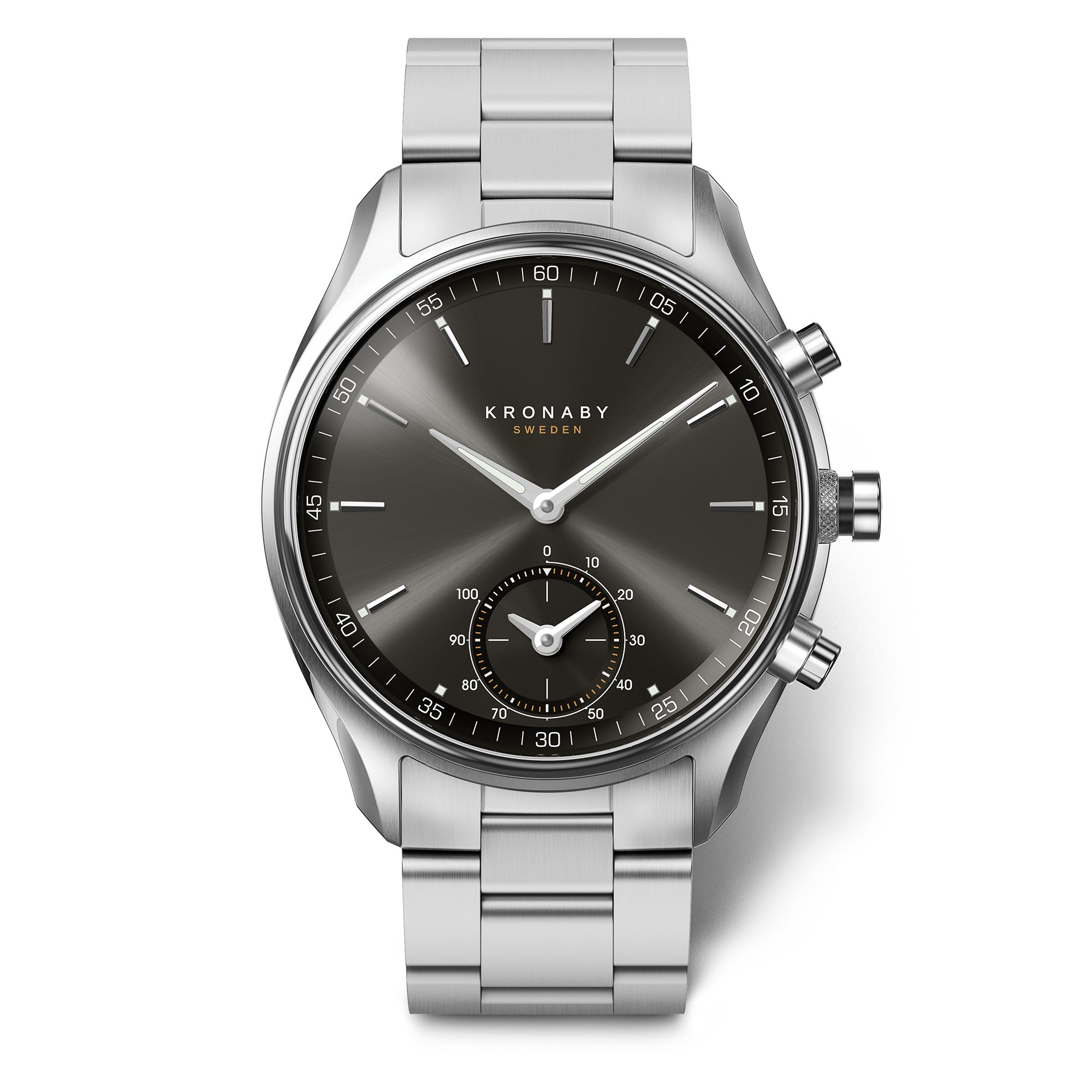 Kronaby Reloj Inteligente Hombre Híbrido de Acero Inoxidable 316l - Analógico Inteligente - Resistente al Agua 10 ATM S0720/​1 - Control Música, Cuenta Pasos, Notifica y Rechaza Llamadas - Sekel