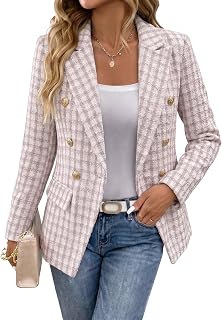 Mina Self 2026 Fall Women's Tweed Blazer Plaid Jacket Business Casual