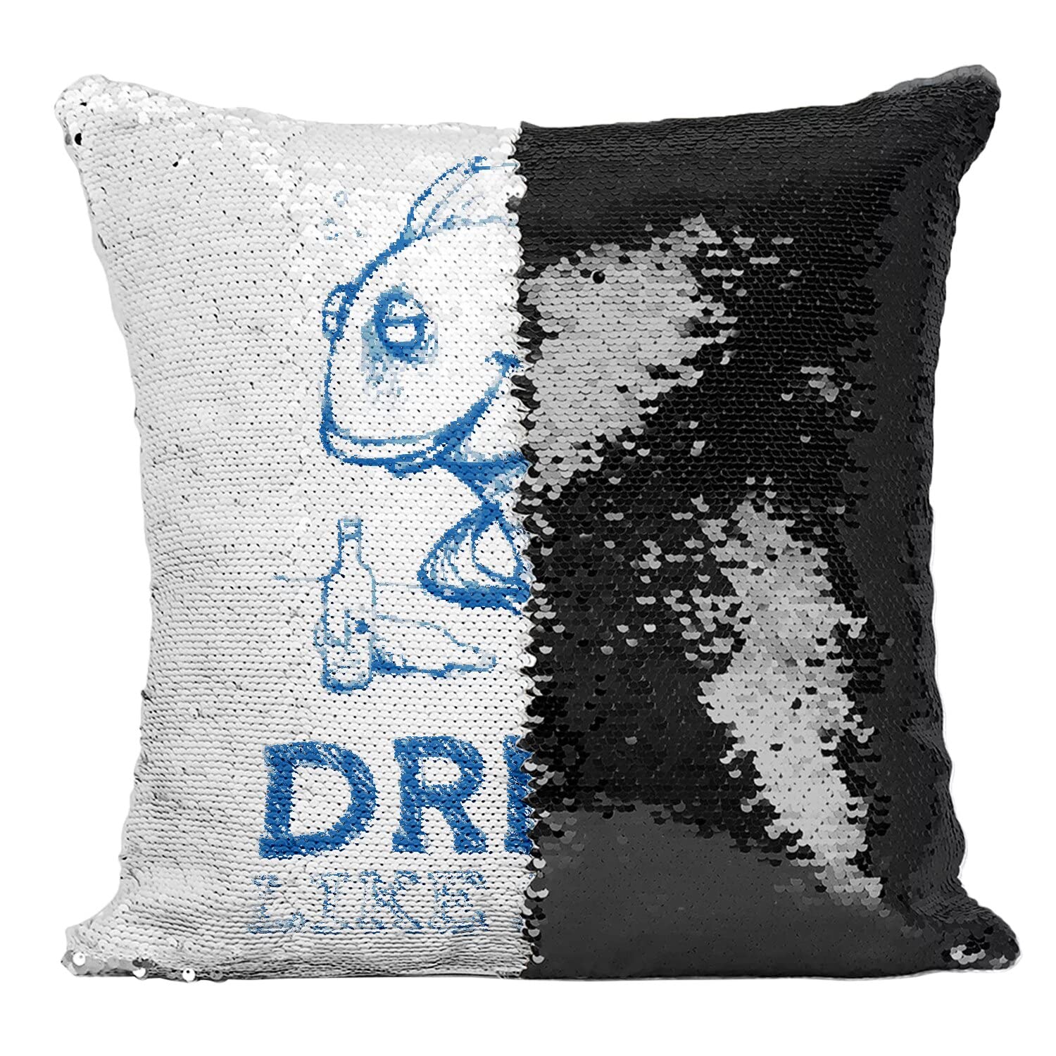 Coussin humour biere sequin noir pour decorer un salon de fete
