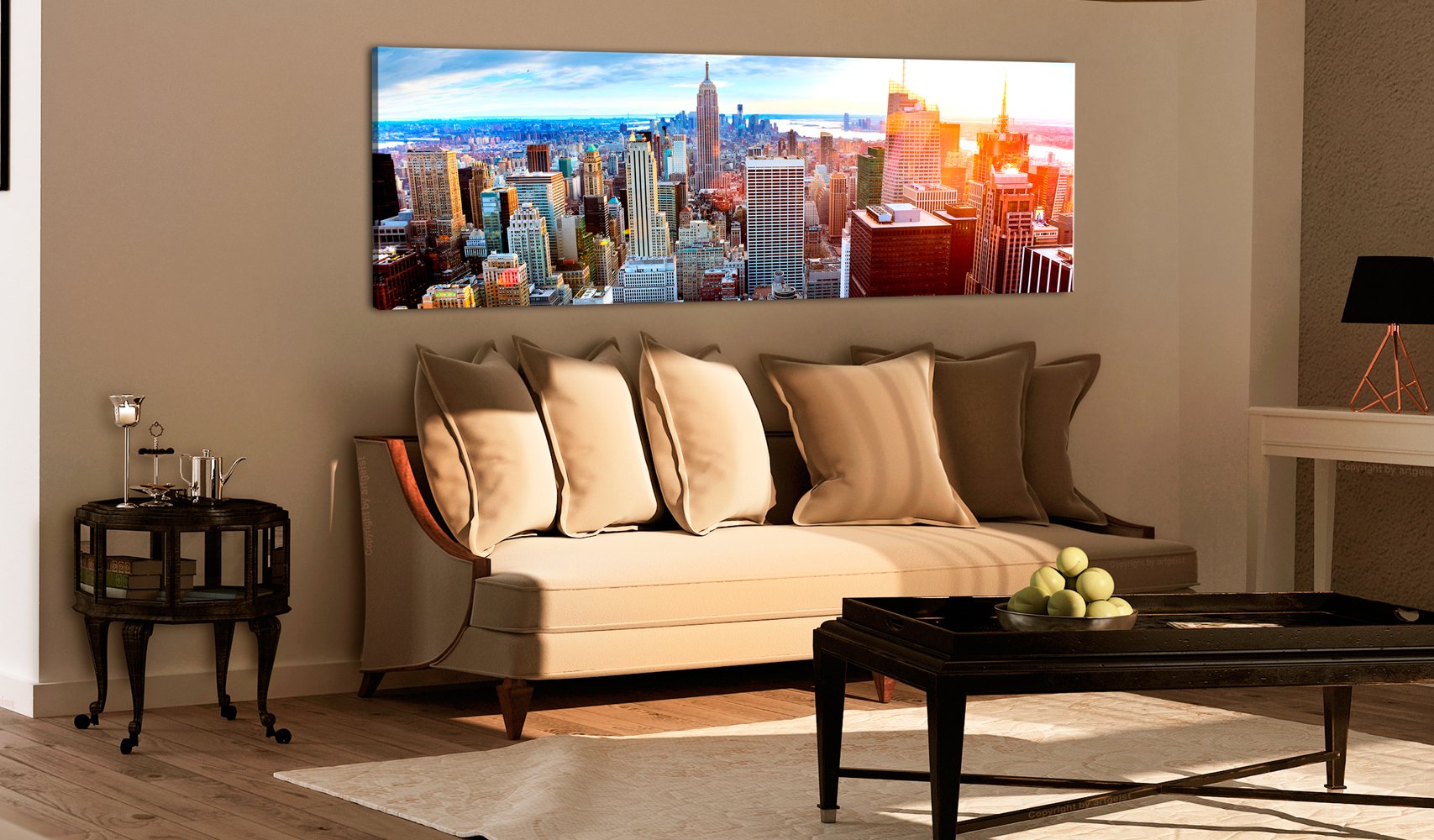 artgeist Acoustic Canvas Wall Art Print New York 53x18 in - 1pcs Picture with Acoustic Foam Sound Print Artwork Room Acoustics Soundproofing NY d-B-0189-b-b