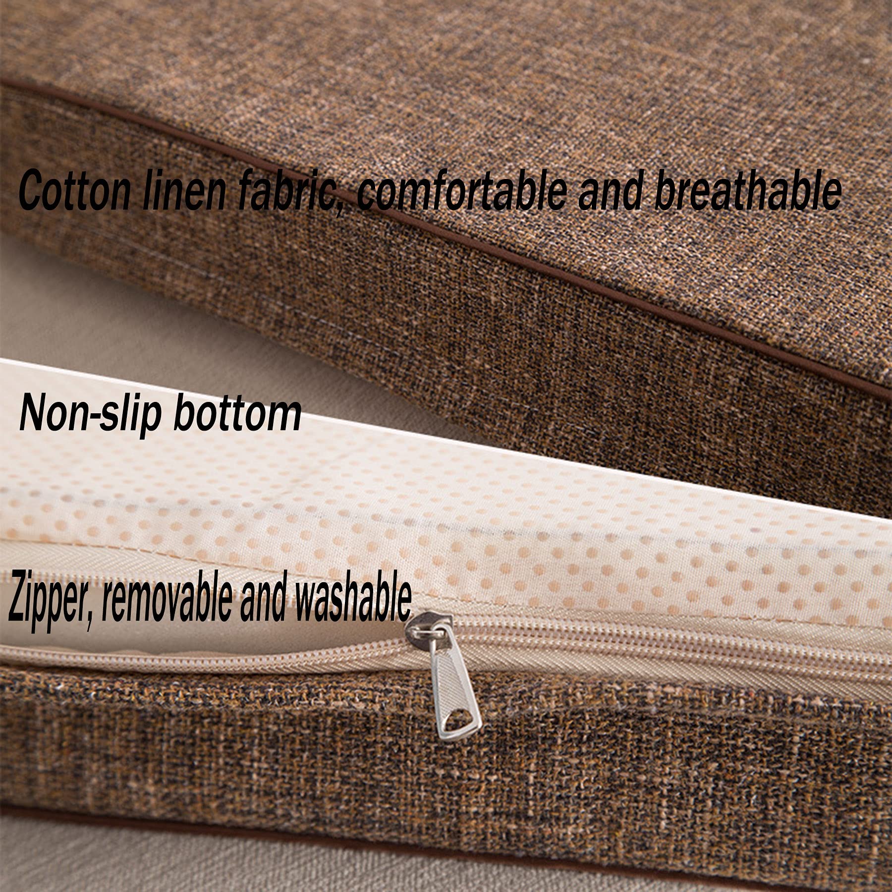 Hruile Lot De 4 Coussins De Chaise Carrés Avec Fond Antidérapant, 5/8 Cm D'épaisseur Pour Intérieur Ou Extérieur, Jardin, Terrasse, Cuisine, 50 X 50 X 5 Cm, Beige