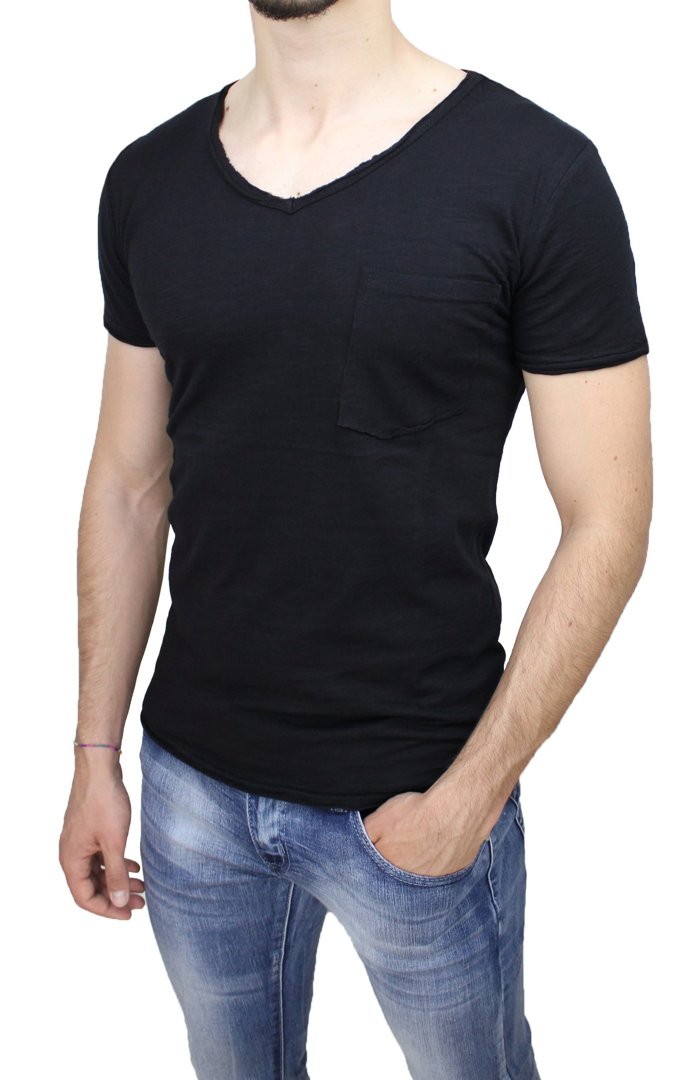 LOGEEYAR Maglietta da uomo slim fit a contrasto colore Tee