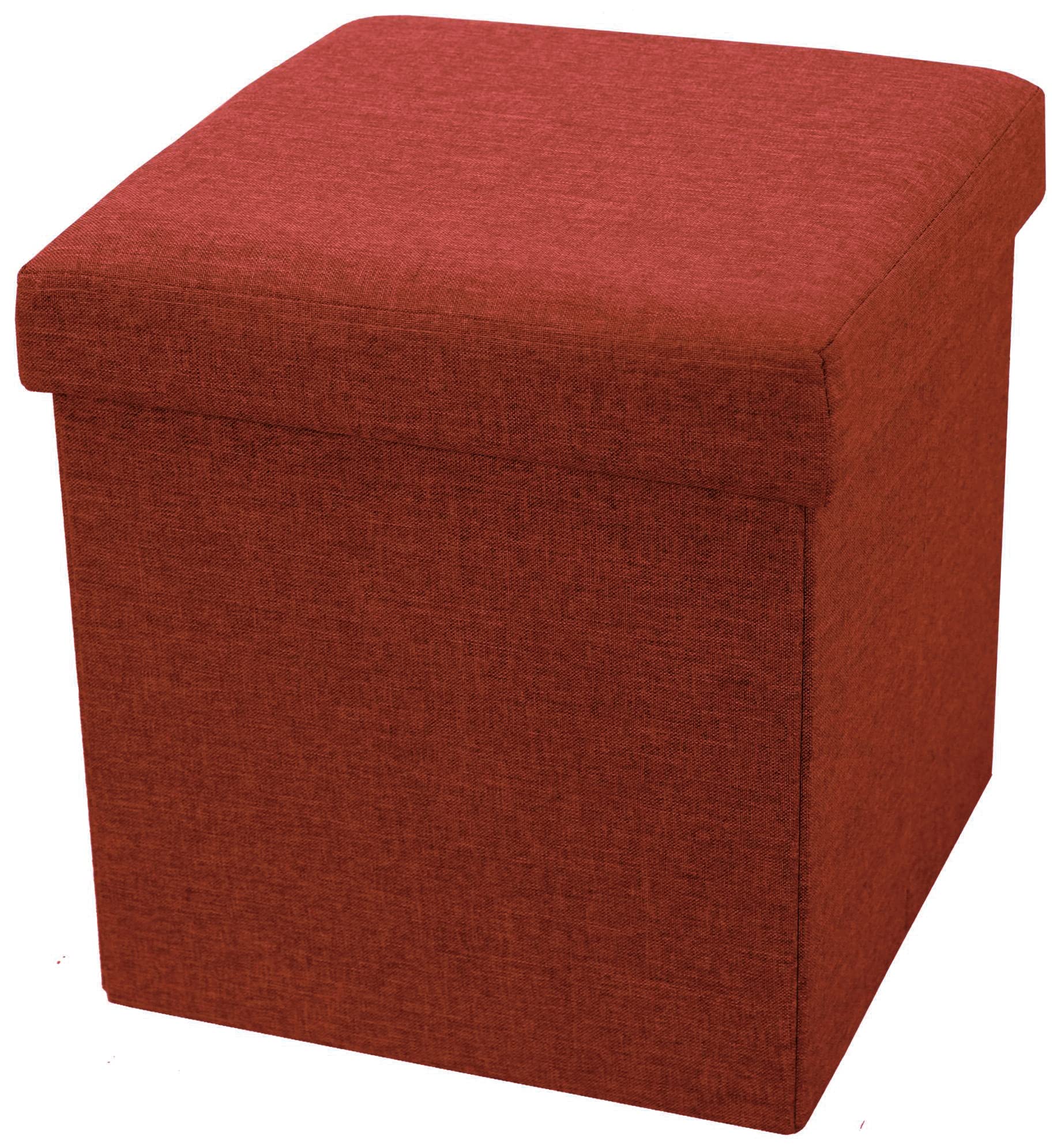 Home Tresor - Pouf Cassapanca Contenitore in Tessuto, Cubo Poggiapiedi Divano Sgabello Pieghevole, Portaoggetti Tavolino da Salotto Mis. cm. 38x38x38 (Bordeaux)