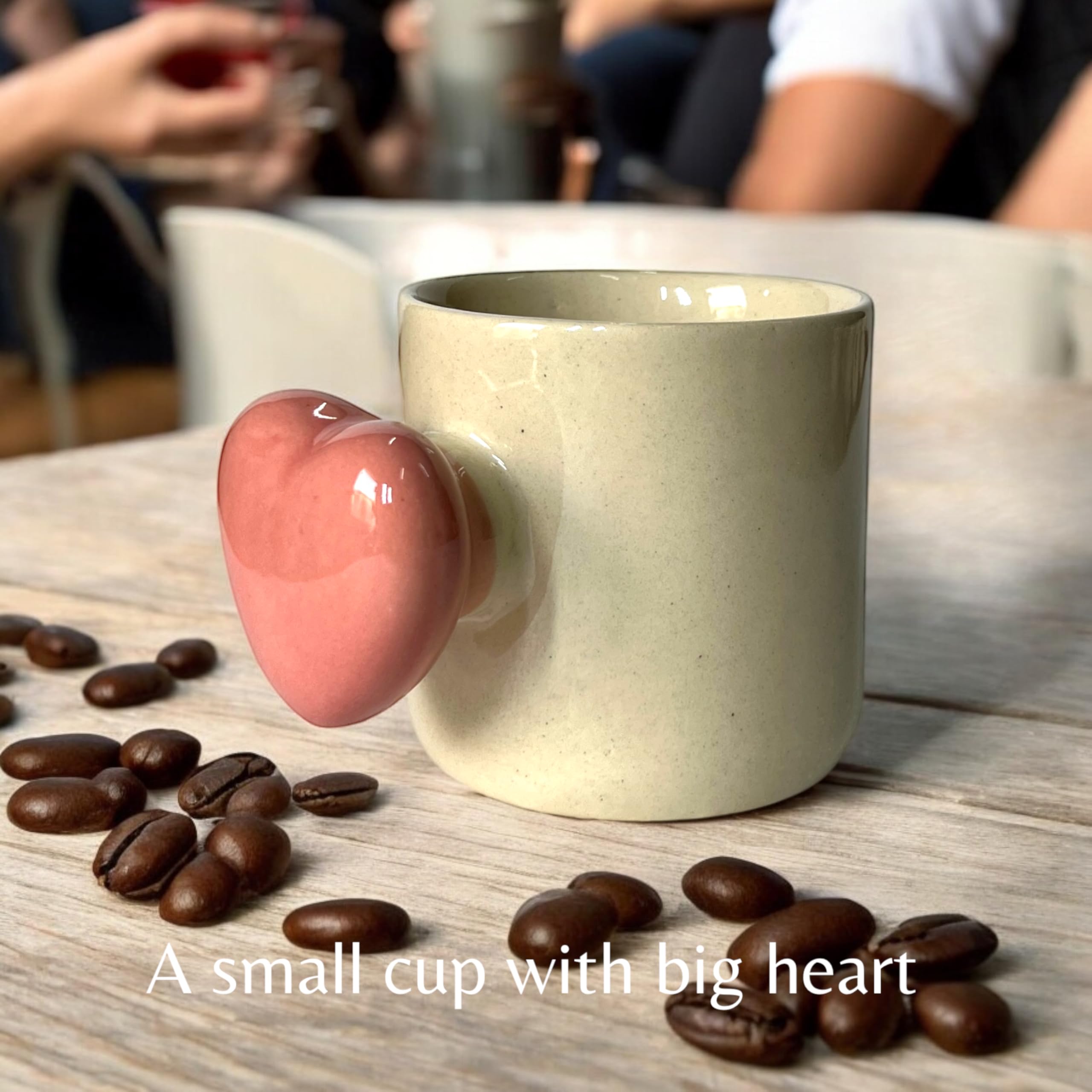 Handcrafted Ceramic Coffee Mugs with Heart Handle -5