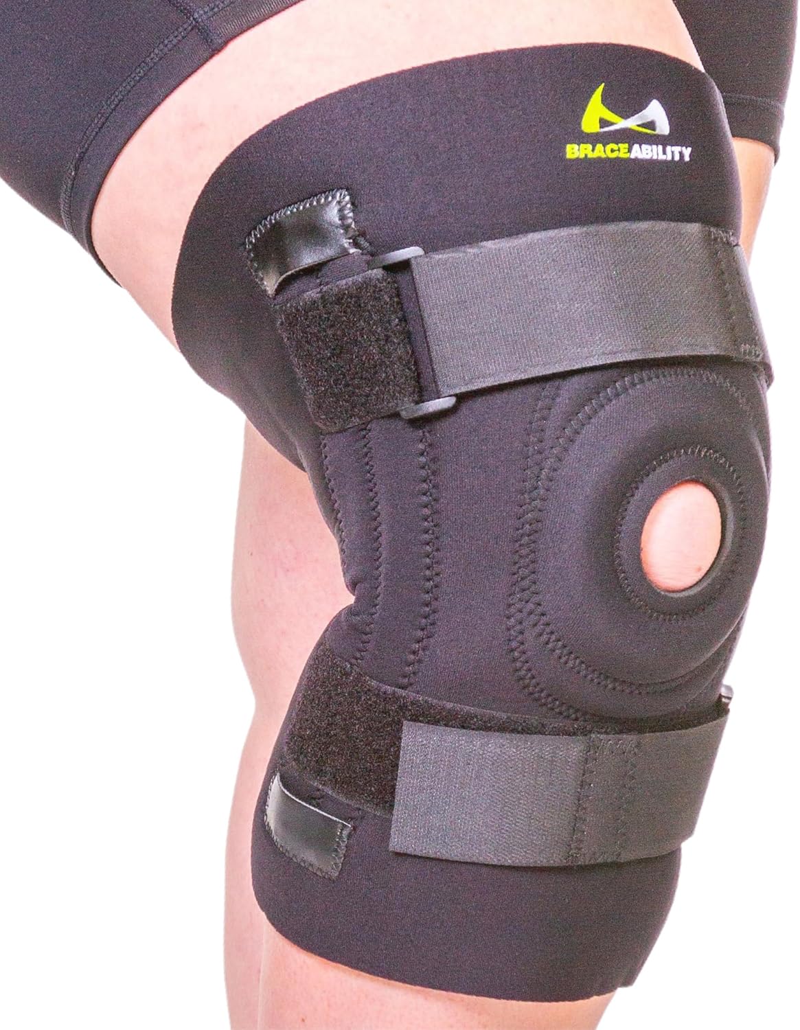 BraceAbility Bariatric Knee Brace for Large Legs - Plus Size Knee Brace with Side Stabilizers for Big Men or Women, Arthritis, Patellar Tendonitis, Obese Chondromalacia Pain, Instability (3XL)