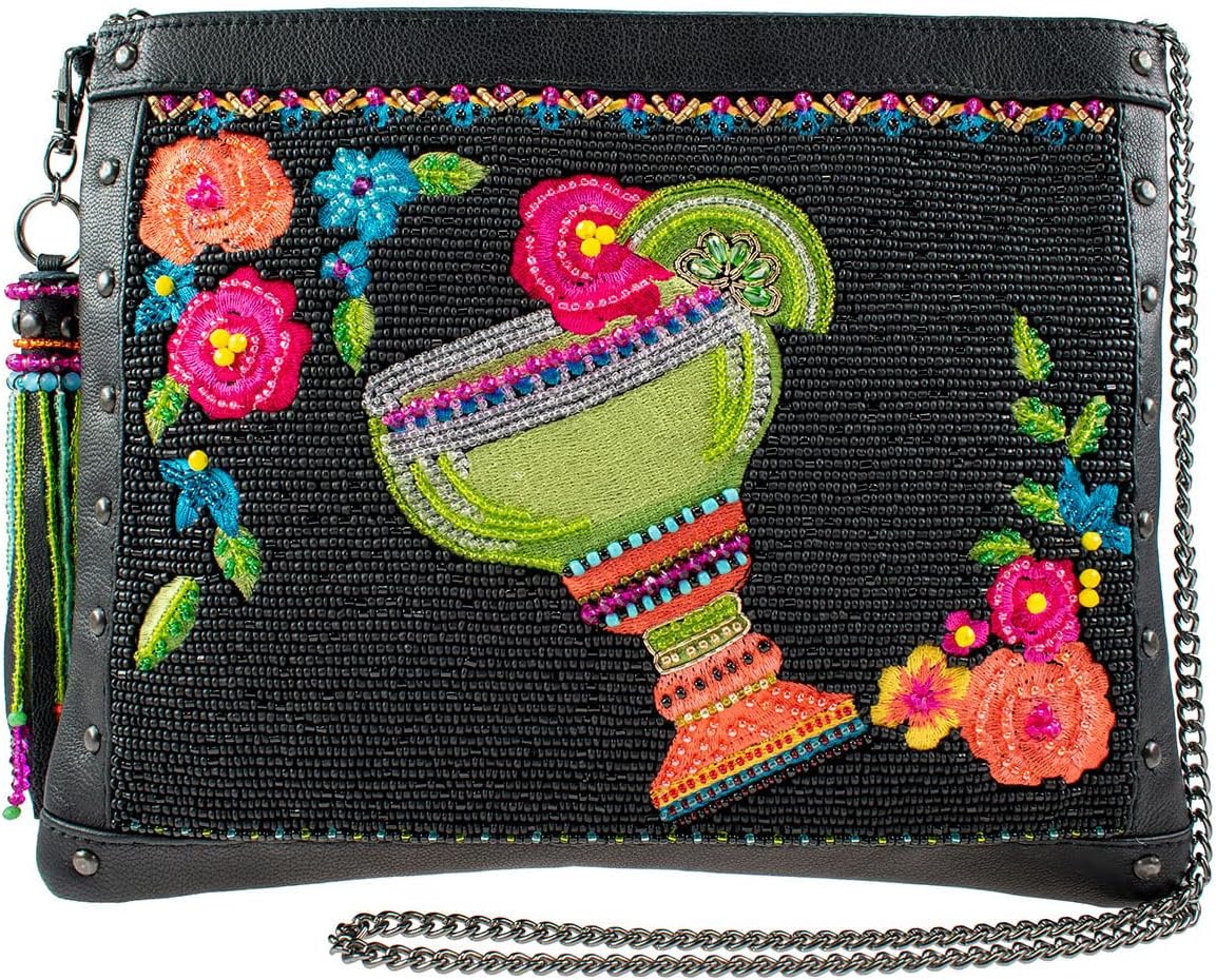 Mary Frances Salt on the Rim Beaded Margarita Crossbody Clutch Handbag & Coin Purse/Key Fob, Multi
