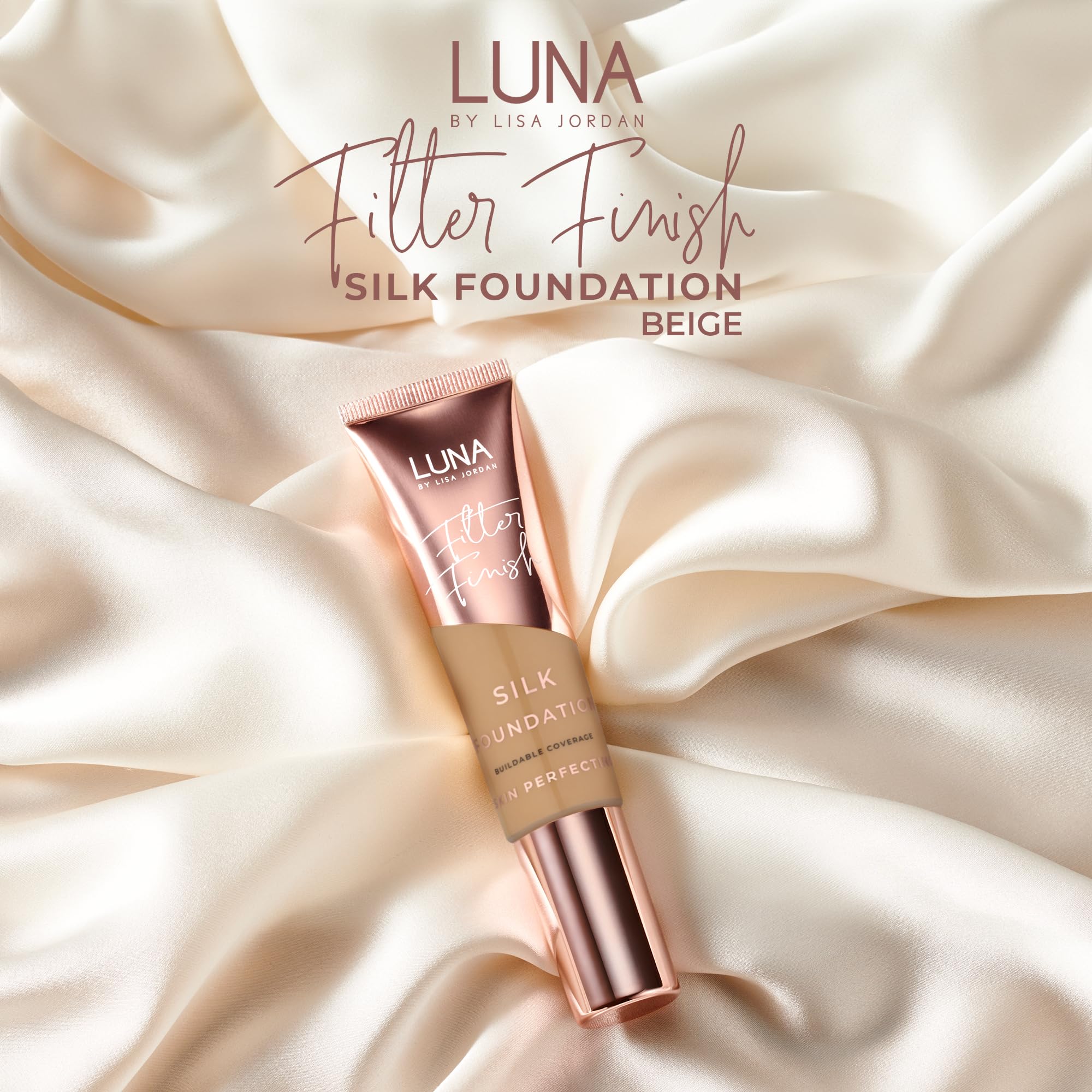 LUNA Silk Foundation in BEIGE Shade, Contains Hyaluronic Acid, Vitamin C & A, Aloe Vera, and Shea Butter - Image 2