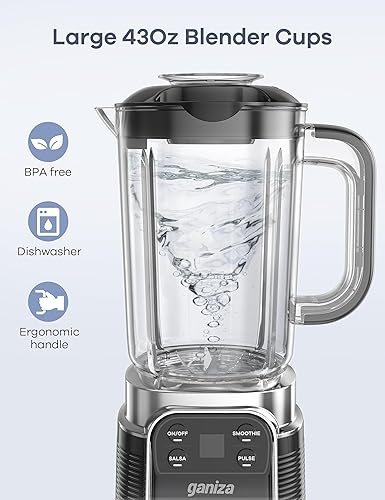 Miniatura 8 de Ganiza Licuadora profesional de batidos, licuadoras para batidos con 1800 vatios de pico y 8 programas automáticos para frutas congeladas y hielo,