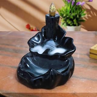 Pure Source India Smoke Fountain Black Backflow Incense Holder Ceramic Dhoop Burner for Gifting Office Home Decor Price In India