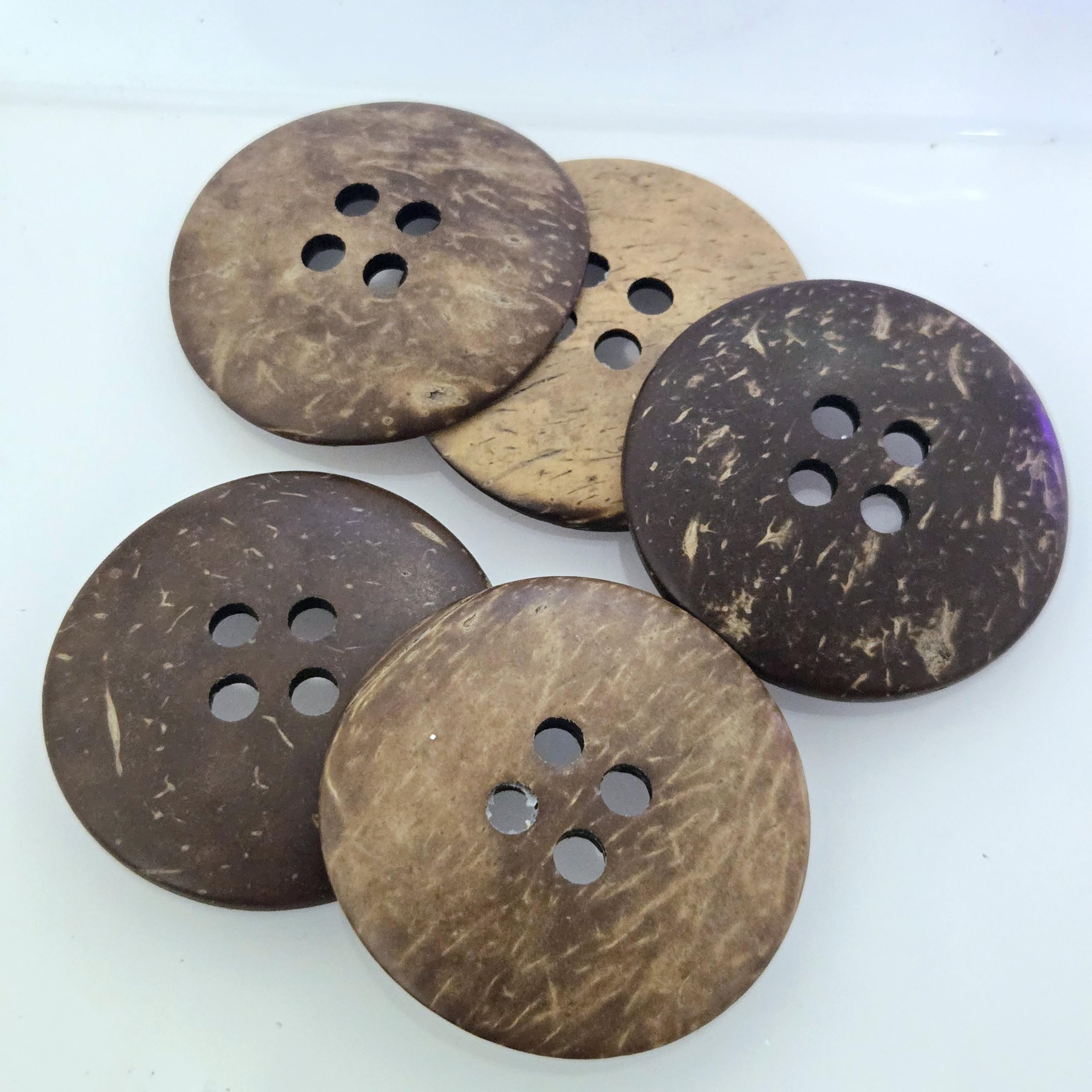 MajorCrafts® 10pcs 50mm Brown 4 Holes Large Round Coconut Shell Sewing Buttons Craft Embellishments