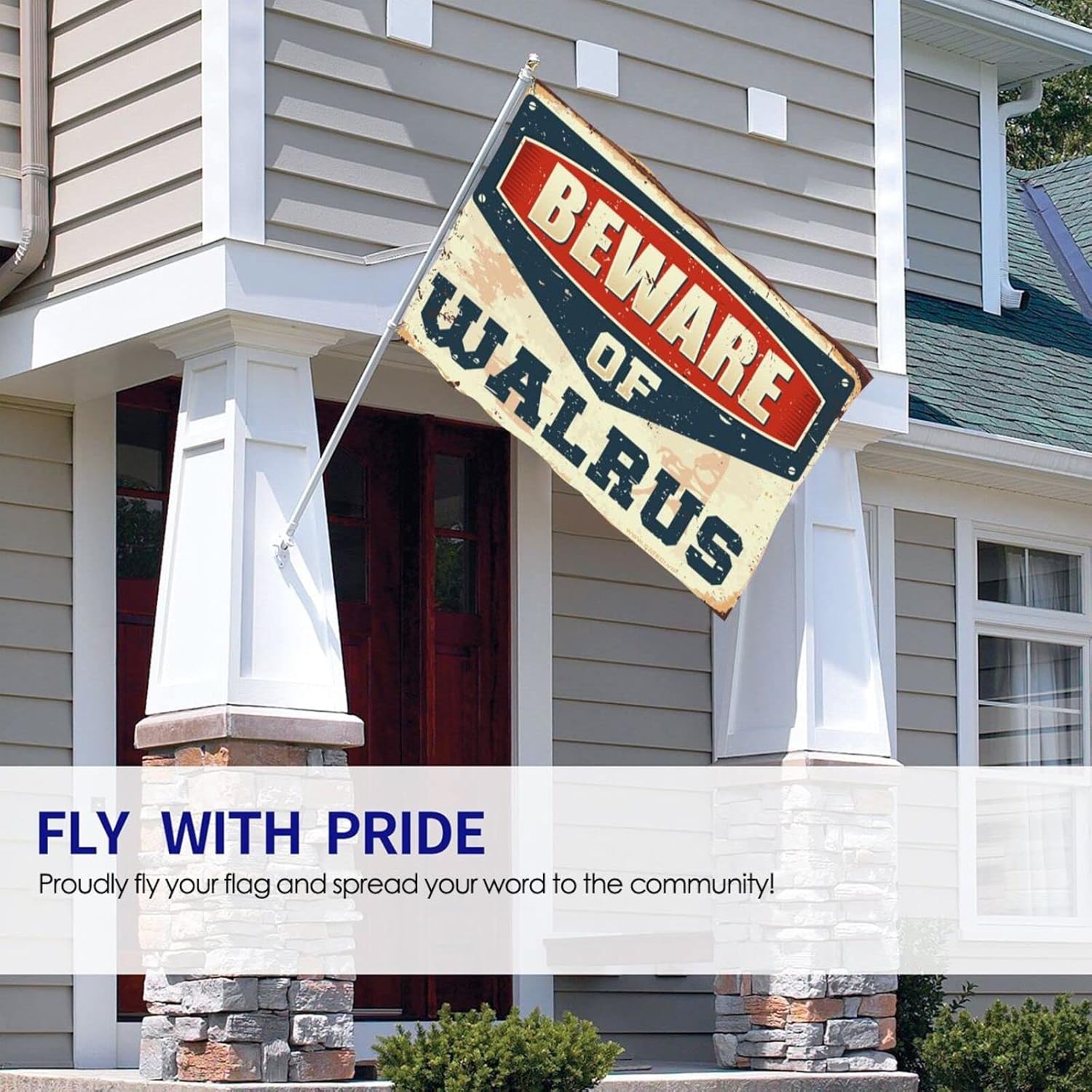 ポーチフラッグ セイウチの旗に注意してください ポーチフラッグ ヴィンテージバー装飾(サイズ:152X244CM)