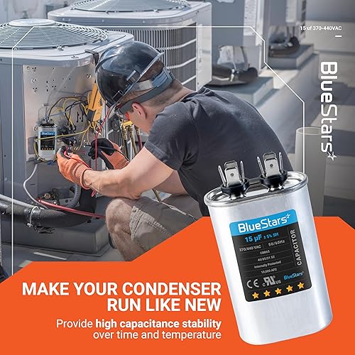 Miniatura 7 de BlueStars Condensador de arranque ovalado ultra duradero de 15 uf/MFD 370-440V CBB65 – Reemplazo para aire acondicionado de motor de CA, condensador