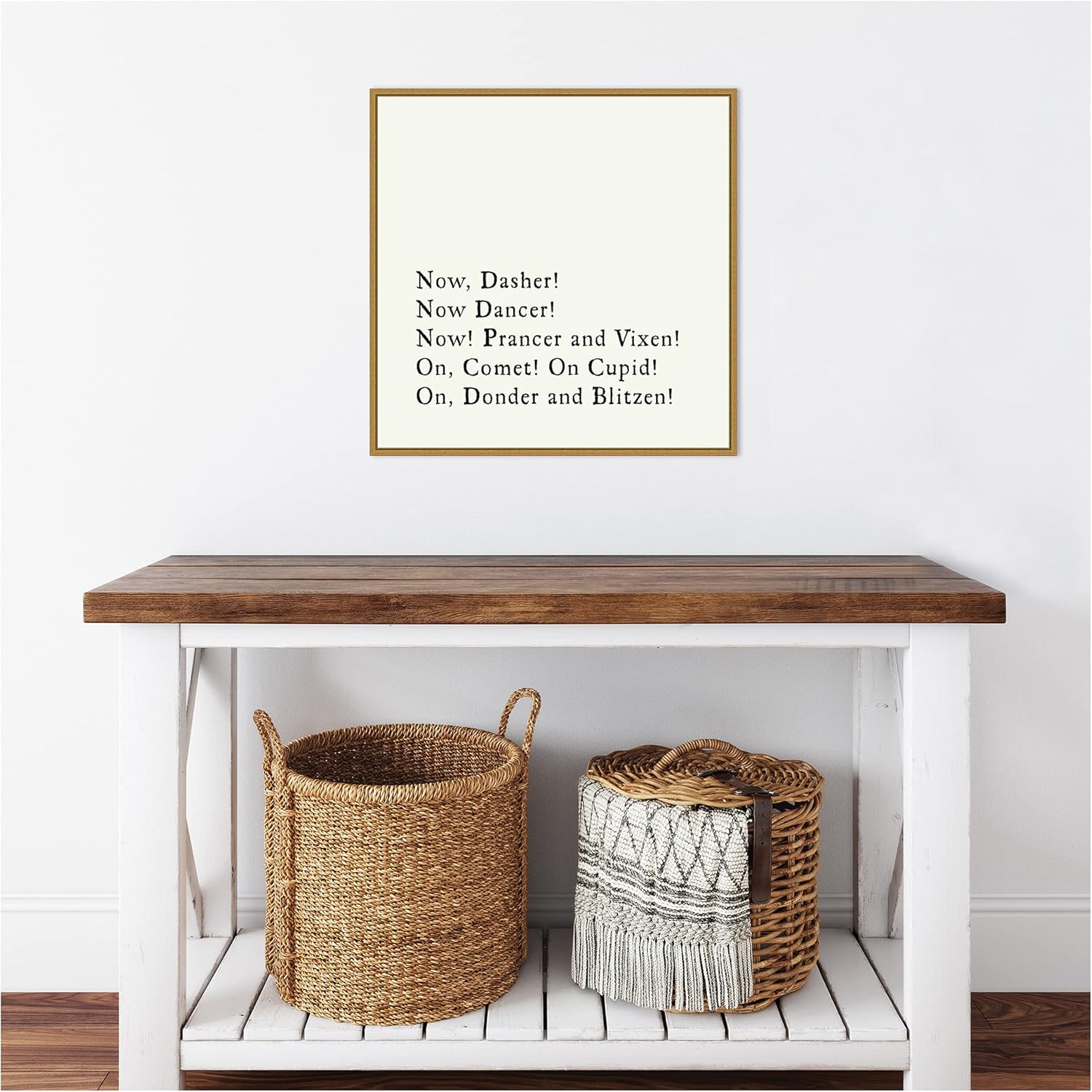 22" x 22" Gold Framed Holiday Canvas Wall Art