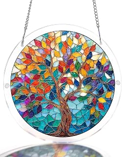 Acrylic Puzzle Suncatcher, Tree of Luminous Leaves Sun Catchers Puzzle, DIY SunCatchers Puzzles Window Hanging, Home & Garden Decor, 8.9 in