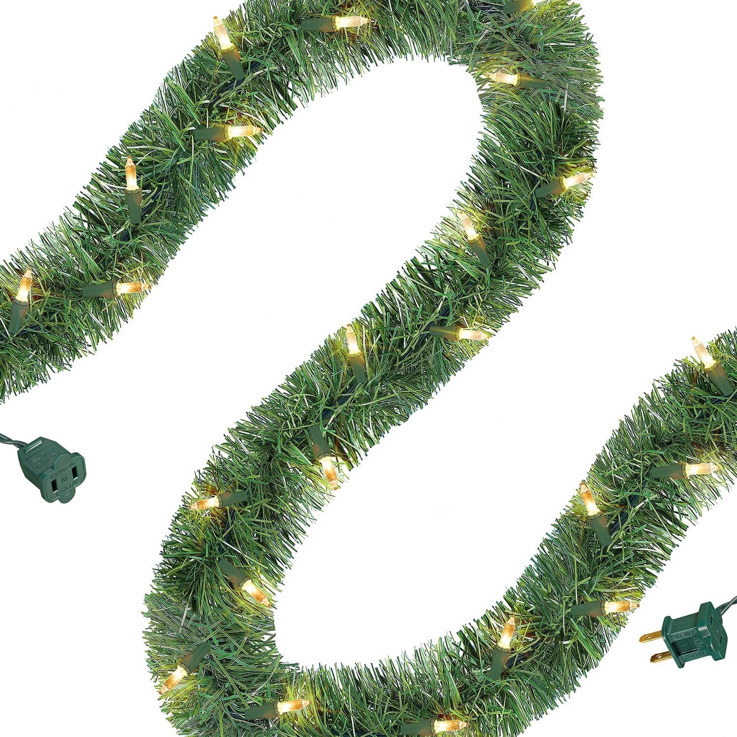 WATERGLIDE 15FT Lighted Christmas Green Garland with 35