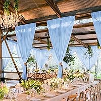 Vista 4 de MODFUNS Cortinas de boda para decoración de techo, cortinas de arco de boda azul bebé, 5 x 20 pies, 2 paneles de gasa transparente, cortina de tul