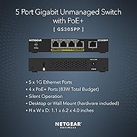 Vista 2 de NETGEAR Interruptor Gigabit Ethernet no administrado PoE de 5 puertos (GS305PP) - con 4 x PoE+ a 83W, montaje en escritorio o en pared