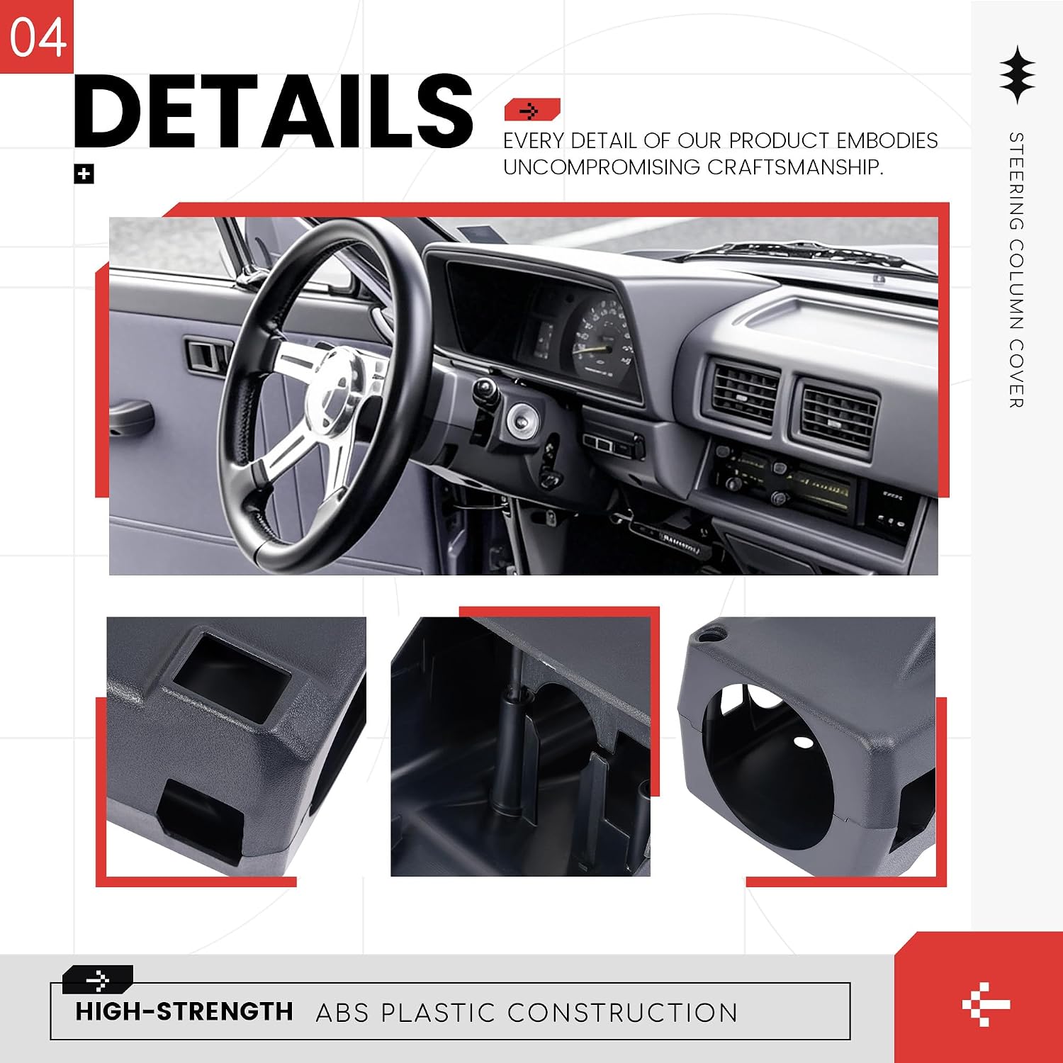Steering Column Cover Compatible with 1984-1989 Toyota 4Runner Pickup No Tilt Replacement for 45286-35220 45287-35170 Dark Blue Plastic(ABS) Textured
