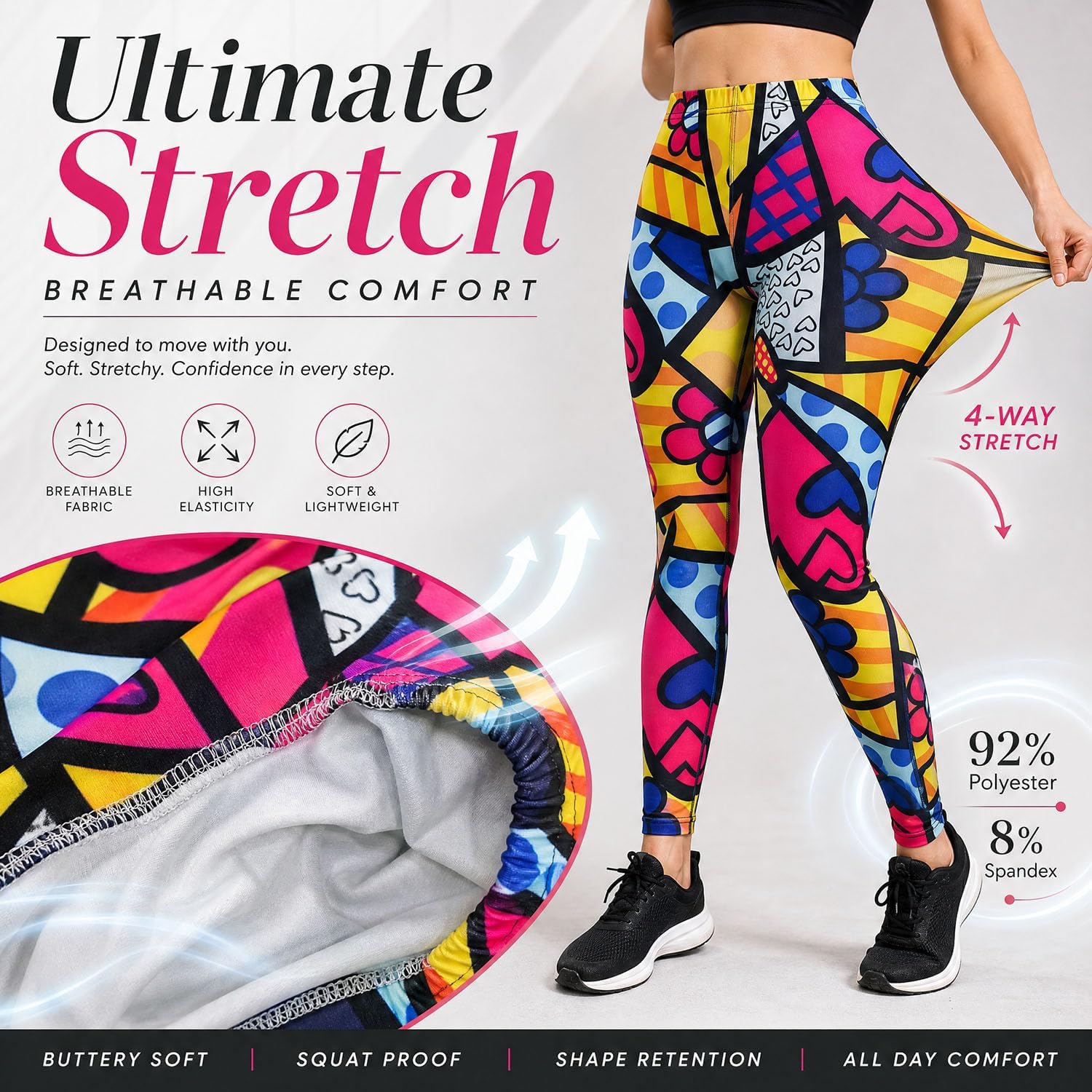 acdiac Women's Fashion Print Leggings Yoga Pants Cartoon Patterns One Size for Fitness Jogging Gymnastics