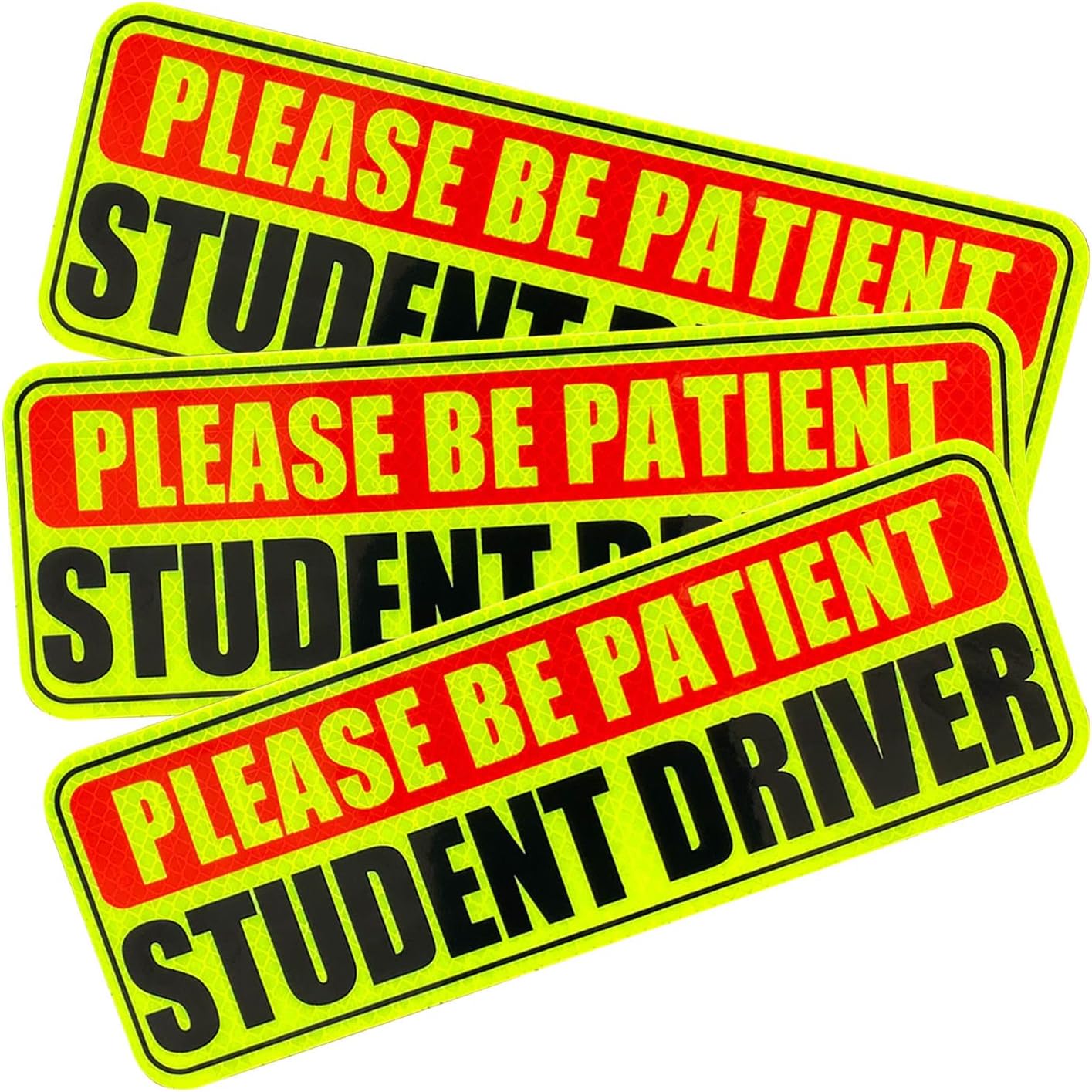 Student Driver Magnet for Car/Truck 3Pcs, Please Be Patient Student Driver, Magnetic Reflective Bumper Sticker for New Student Drivers (3.5'' x 10'', Yellow)