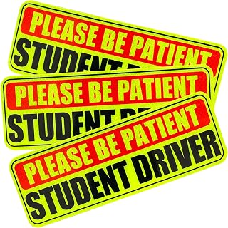 Student Driver Magnet for Car/Truck 3Pcs, Please Be Patient Student Driver, Magnetic Reflective Bumper Sticker for New Student Drivers (3.5'' x 10'', Yellow)