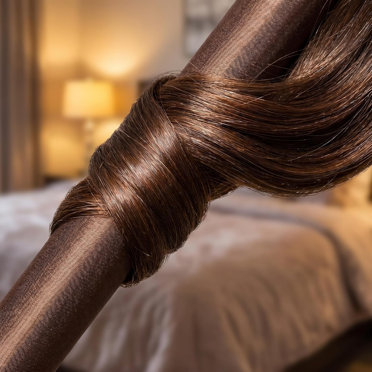 Heatless Curls Overnight Set, Overnight Blowout Rods, 4Pcs Jumbo Satin Hair Rollers to Sleep In, No-Heat Flexi Rods for Long Thick Hair, Soft No Damage Curling Rods for All Hair Types (Brown)