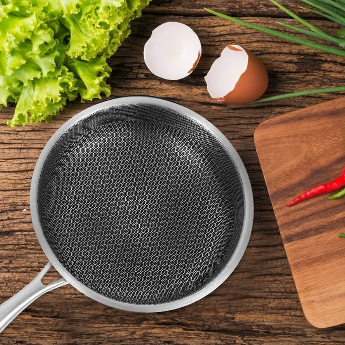 NUOBESTY Padella e Resistente al in Inossidabile per Frittata con Distribuzione Uniforme del Calore per Uova e Bistecche