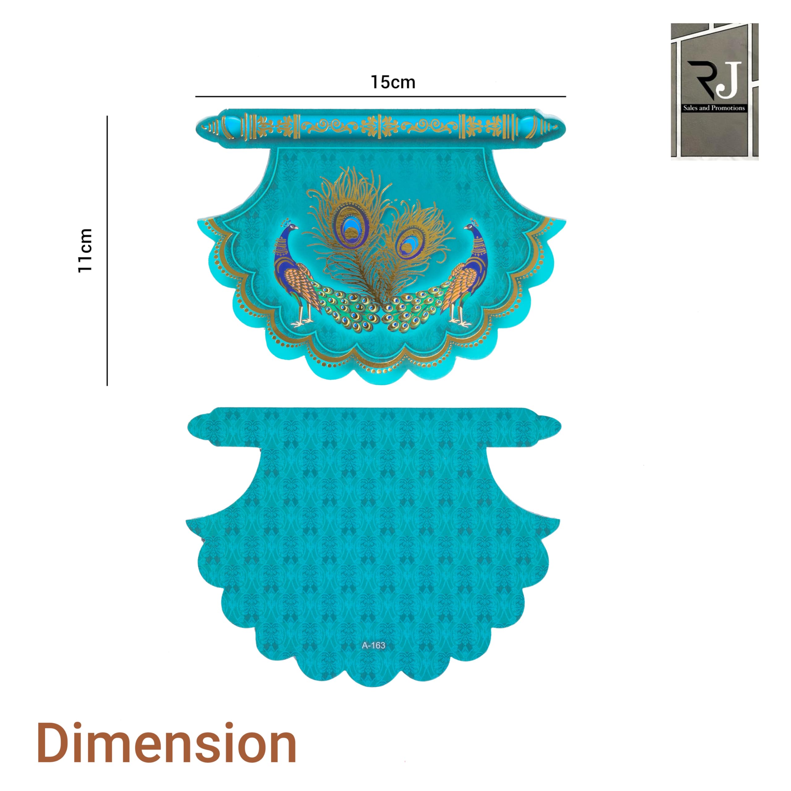 RJ Sales & Promotions Fancy Fan Shaped Shagun Envelopes with Themed small envelope inside for money (Pack of 10) (Peacock Print)