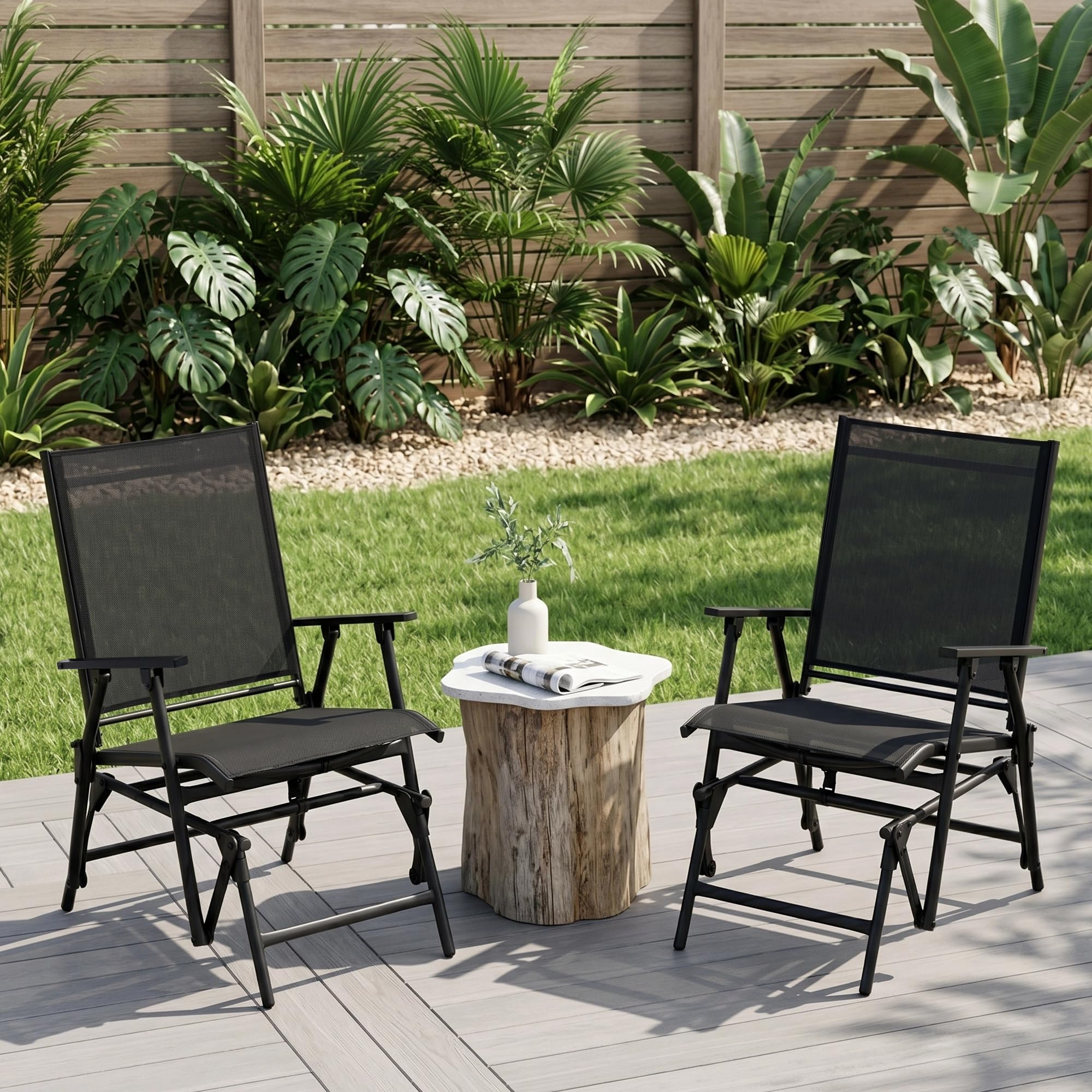 Zedachica Outdoor Glider Chair No Assembly Required, Patio Glider with Smooth Rocking, Steel Frame Outdoor Rocking Chair for Garden, Patio, Porch & Balcony(Set of 2, Black) — image 1