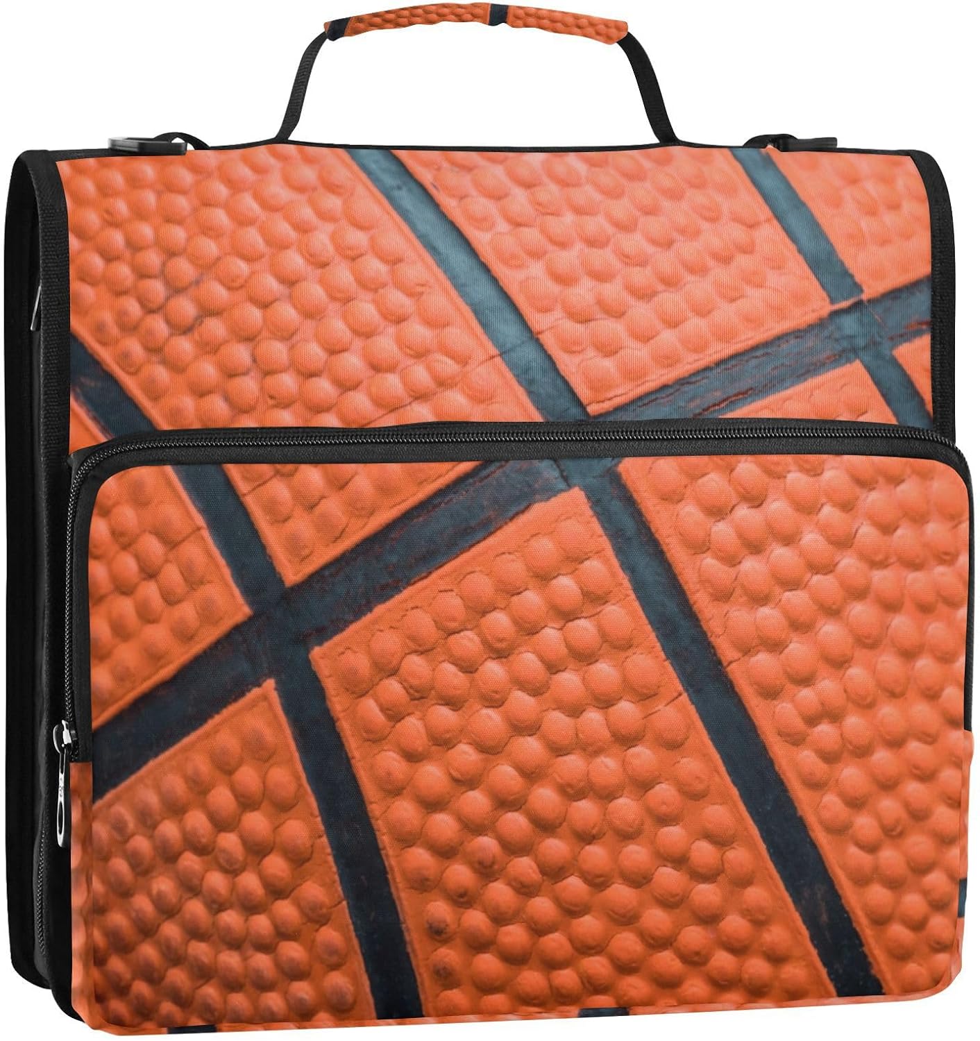 Basketball Binder Bag 3 Ring Zipper with Handle Shoulder Strap for School Work Office Organizer Storage Case
