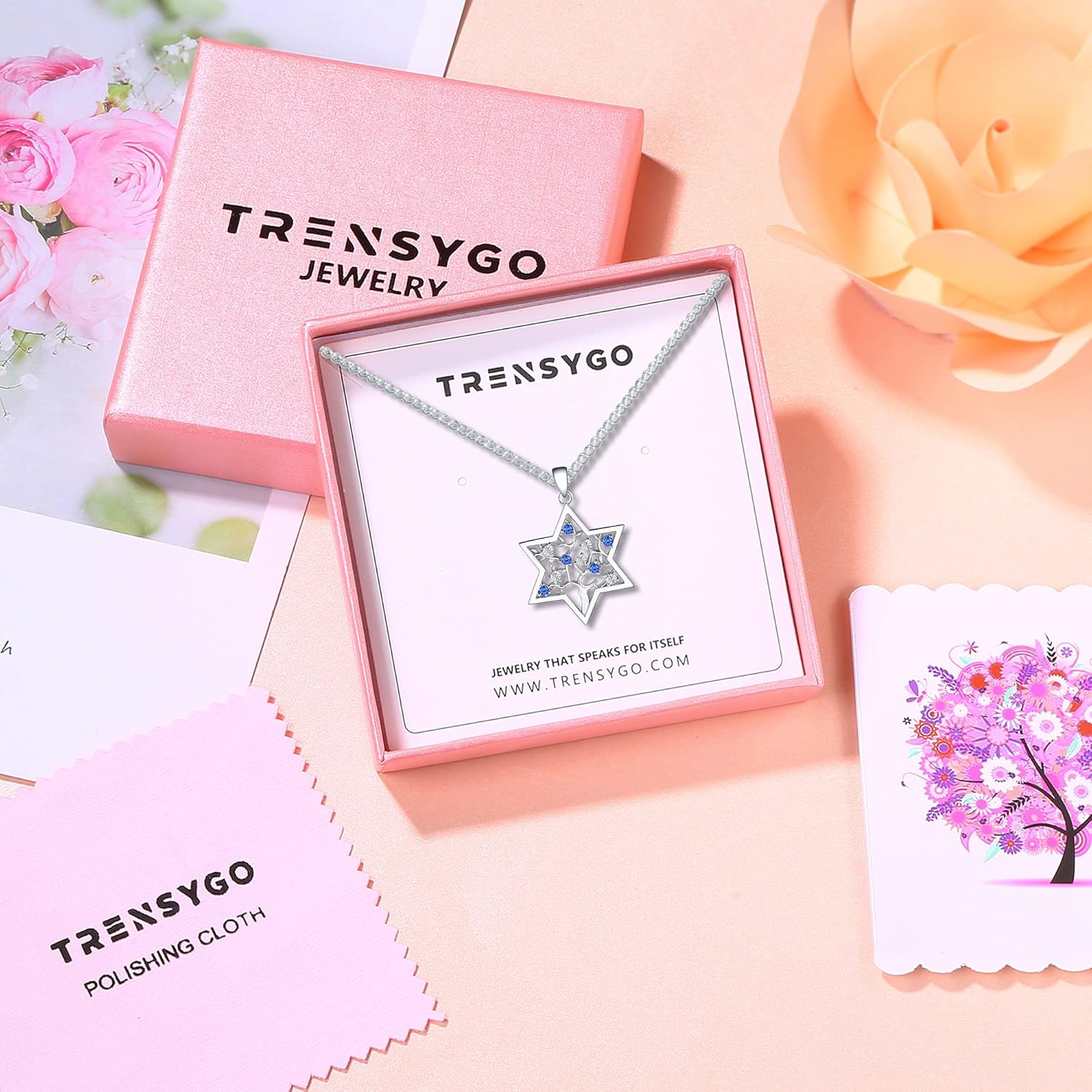 Miniatura 6 de TRENSYGO Joyería de plata de ley 925 joyería de estrella judía de David joyería del árbol de la vida collar aretes regalos de cumpleaños regalos de
