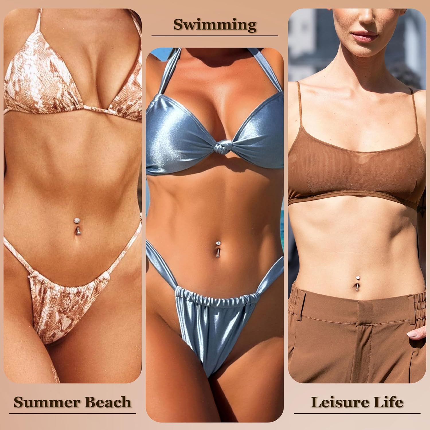 14G G23 Pure Titanium Floating Belly Button Ring for Women Flat Back Petite Belly Navel Ring Hypoallergenic Internally Threaded Navel Ring with Opal CZ Replacement Ball Belly Piercings Jewelry 6-16MM - Image 7