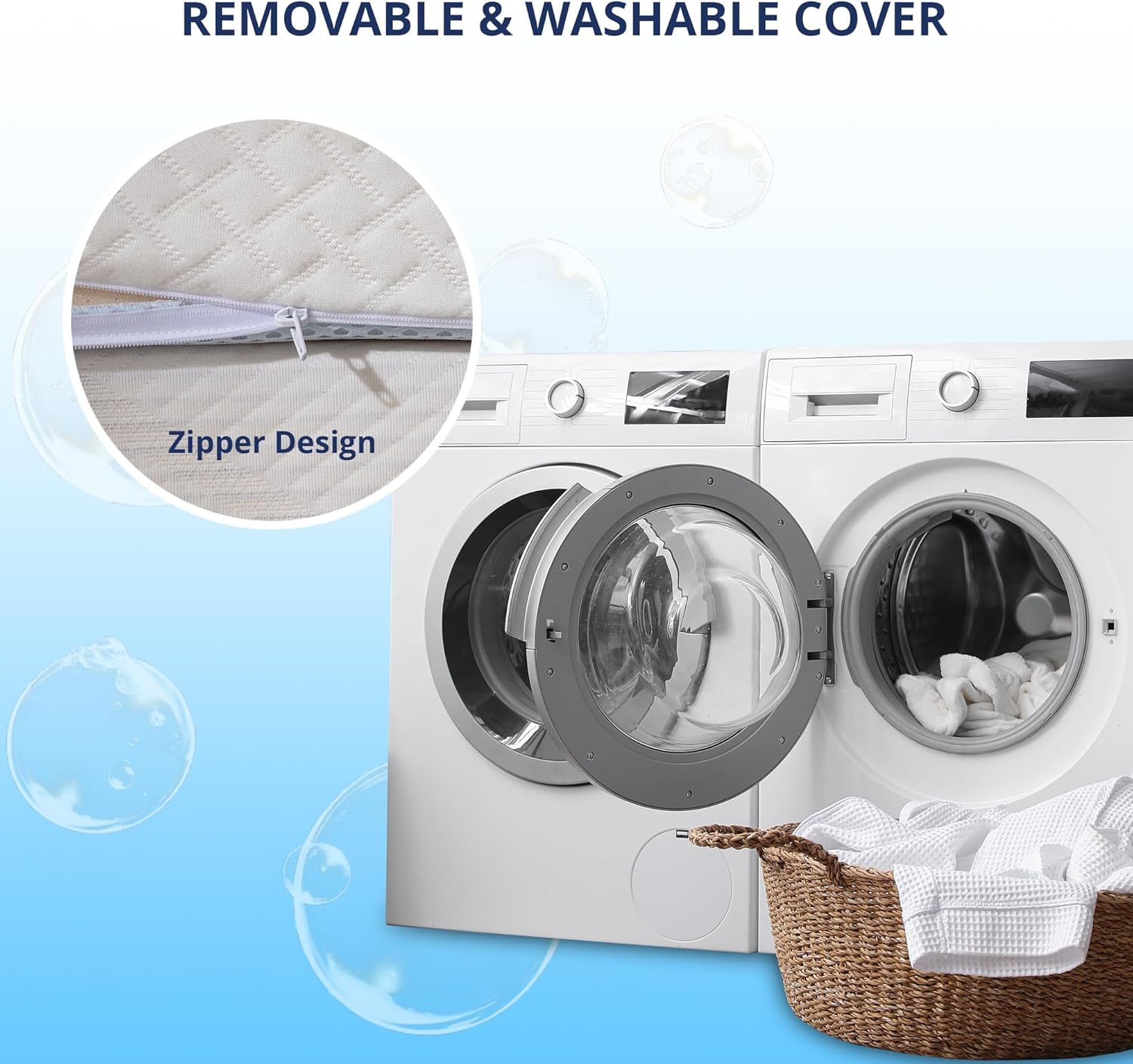 4 Inch Gel Memory Foam Mattress Topper King Size, Cooling Bed Topper for Pressure Relief with Removable Breathable Soft Cover, CertiPUR-US Certified