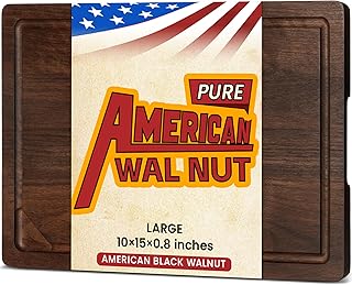 Heimlove Walnut Wood Cutting Board for Kitchen, 15"x10" Reversible Wooden Chopping Board with Deep Juice Grooves and Handles, Natural Walnut Wood Cutting Board for Chopping, Cheese, Vegetables