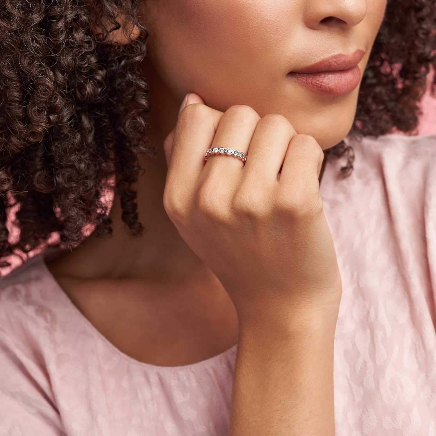 PANDORA Alluring Brilliant Ring - Stackable Rose Gold Ring for Women - Gift for Her - 14k Rose Gold-Plated Rose with Cubic Zirconia - With Gift Box